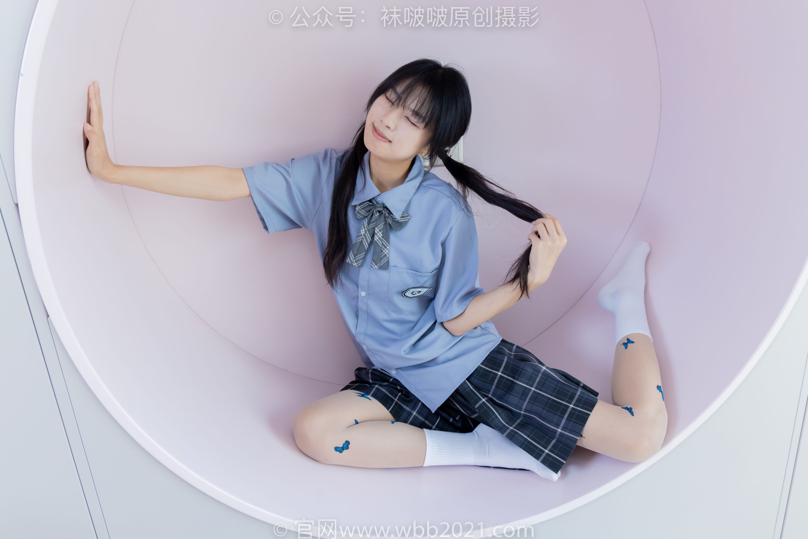 BoBoSocks袜啵啵 No.508 奶油 皮鞋、白棉袜、蝴蝶薄肉丝、jk制服/(160P)