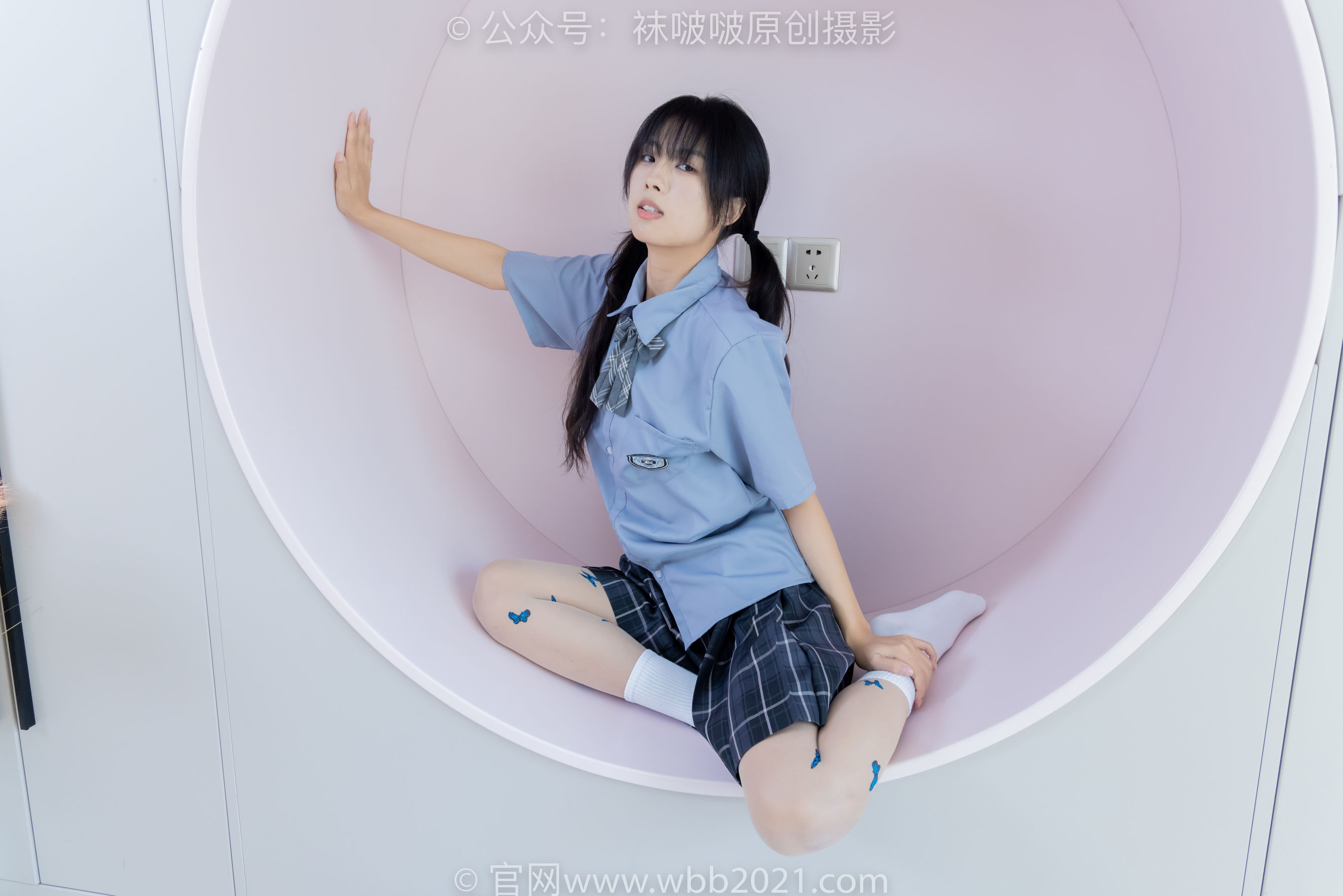 BoBoSocks袜啵啵 No.508 奶油 皮鞋、白棉袜、蝴蝶薄肉丝、jk制服/(160P)