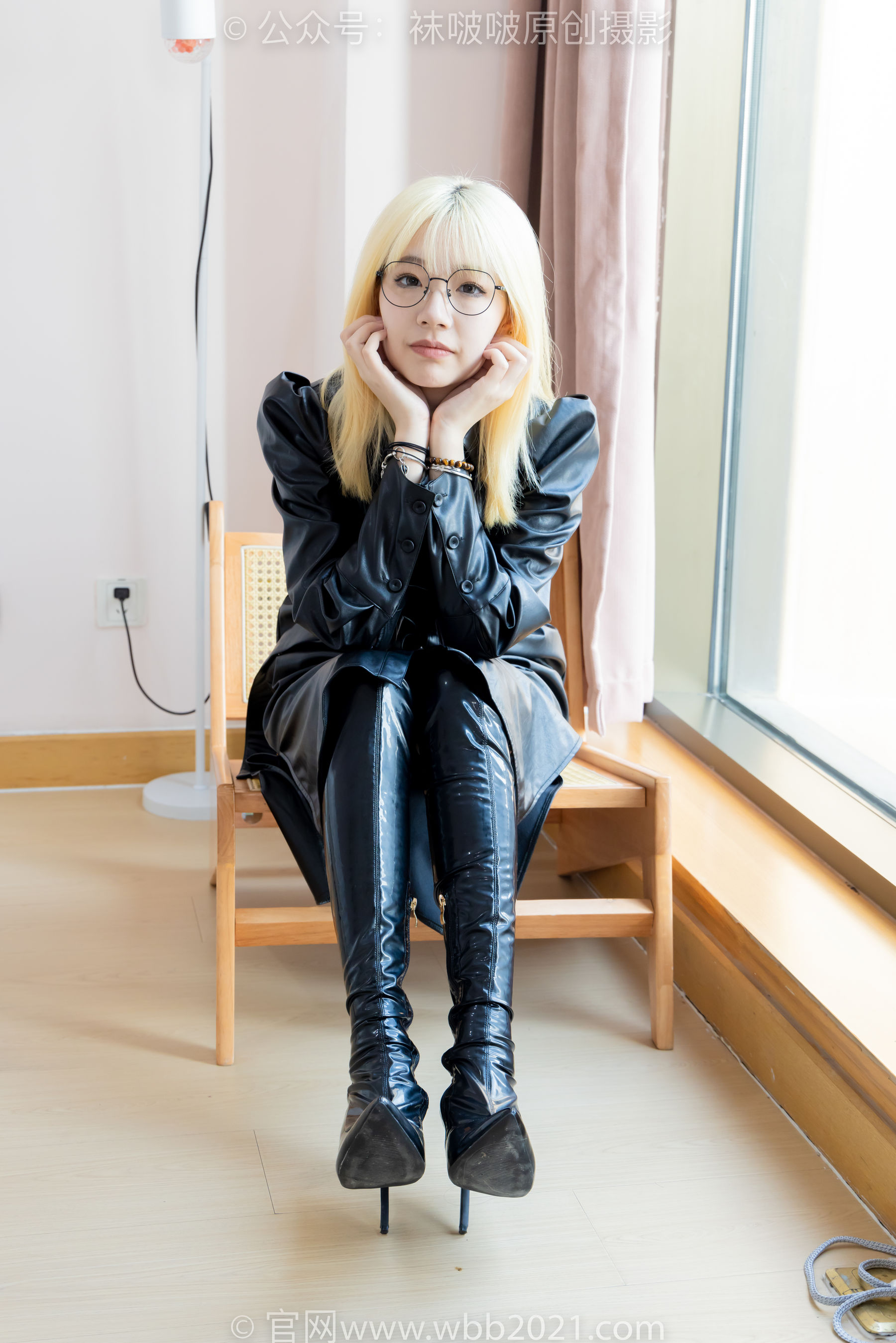 BoBoSocks袜啵啵 No.507 小甜豆 高跟长靴、薄黑丝、皮衣外套、ol风/(140P)