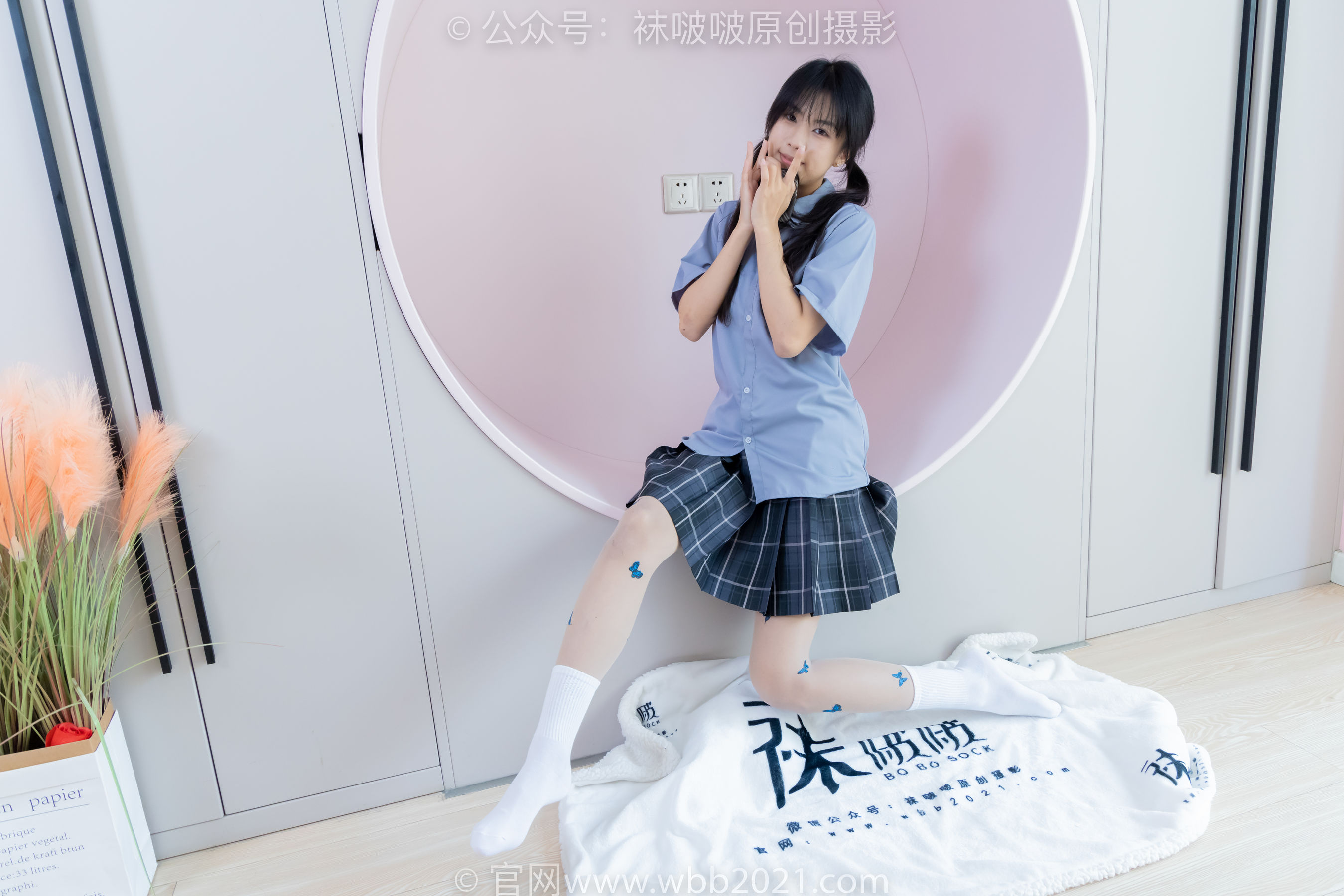 BoBoSocks袜啵啵 No.508 奶油 皮鞋、白棉袜、蝴蝶薄肉丝、jk制服/(160P)
