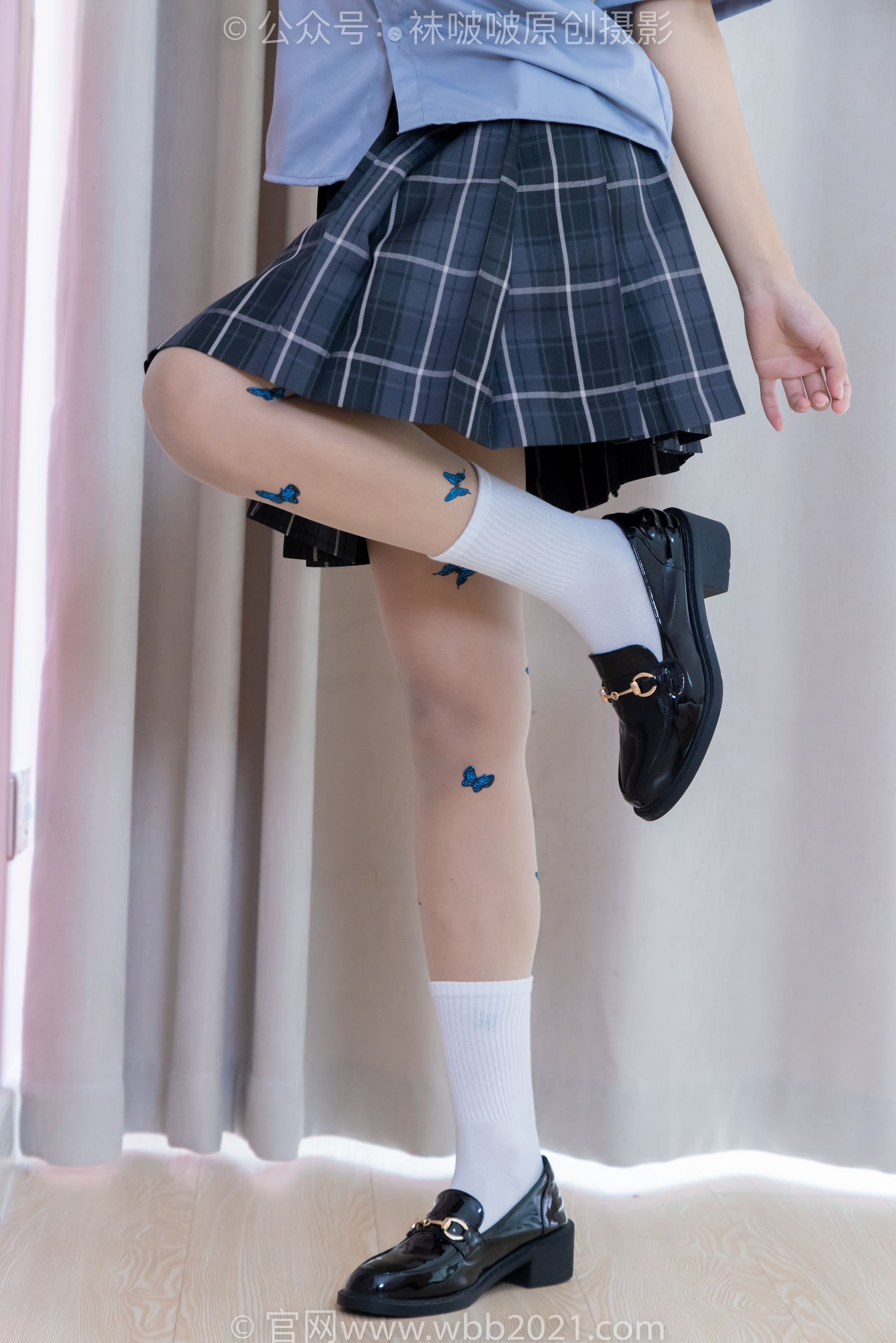 BoBoSocks袜啵啵 No.508 奶油 皮鞋、白棉袜、蝴蝶薄肉丝、jk制服/(160P)