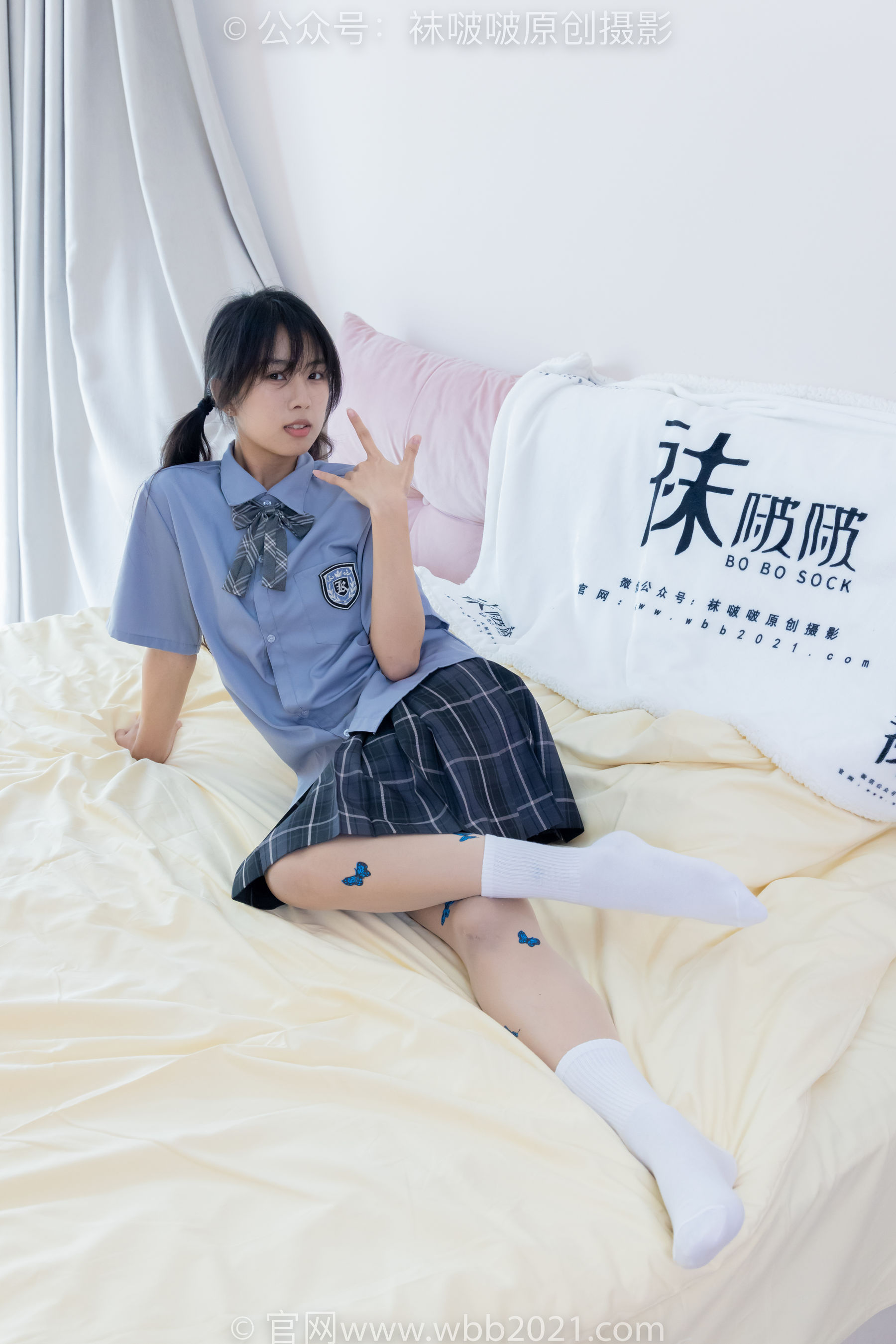 BoBoSocks袜啵啵 No.508 奶油 皮鞋、白棉袜、蝴蝶薄肉丝、jk制服/(160P)