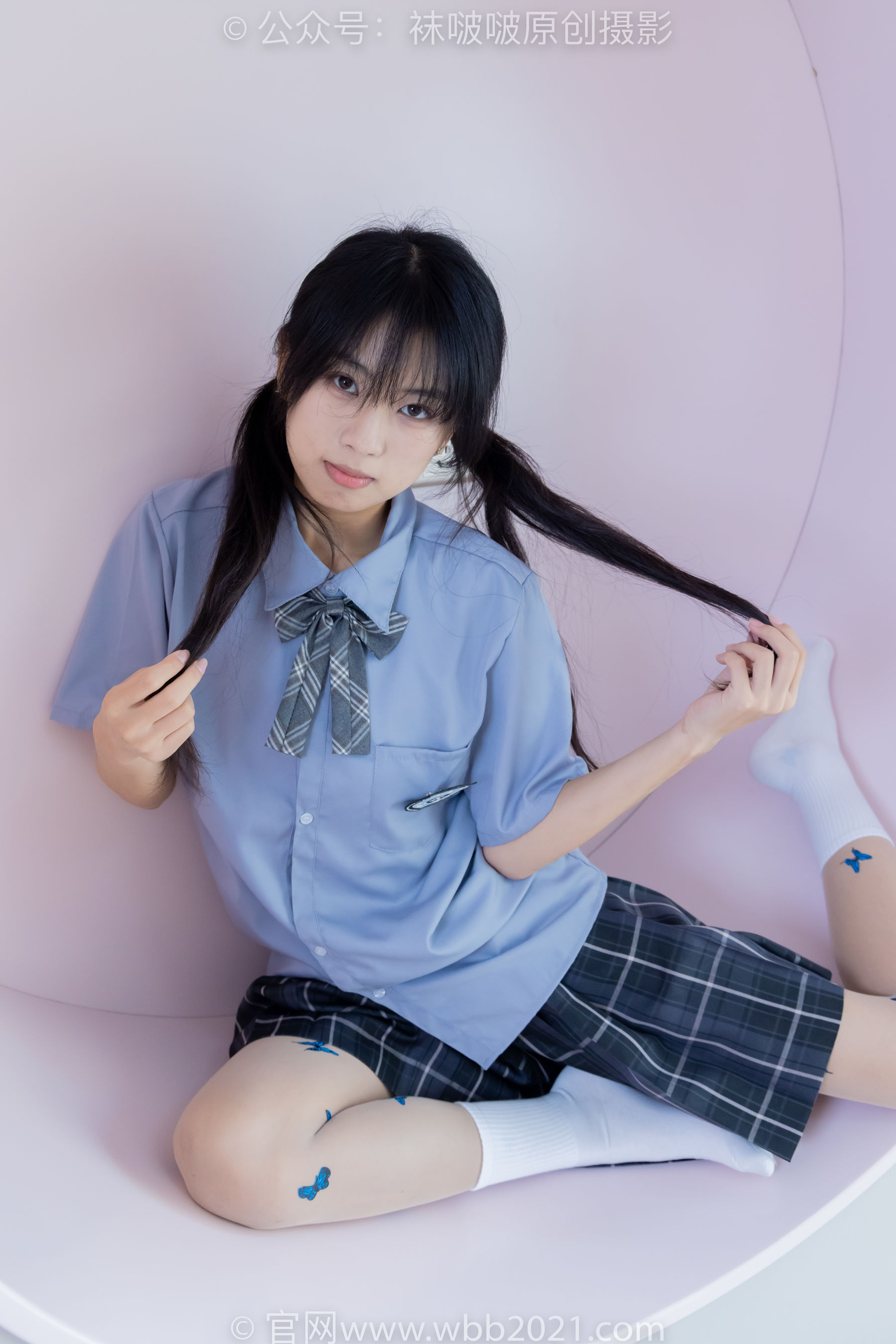 BoBoSocks袜啵啵 No.508 奶油 皮鞋、白棉袜、蝴蝶薄肉丝、jk制服/(160P)