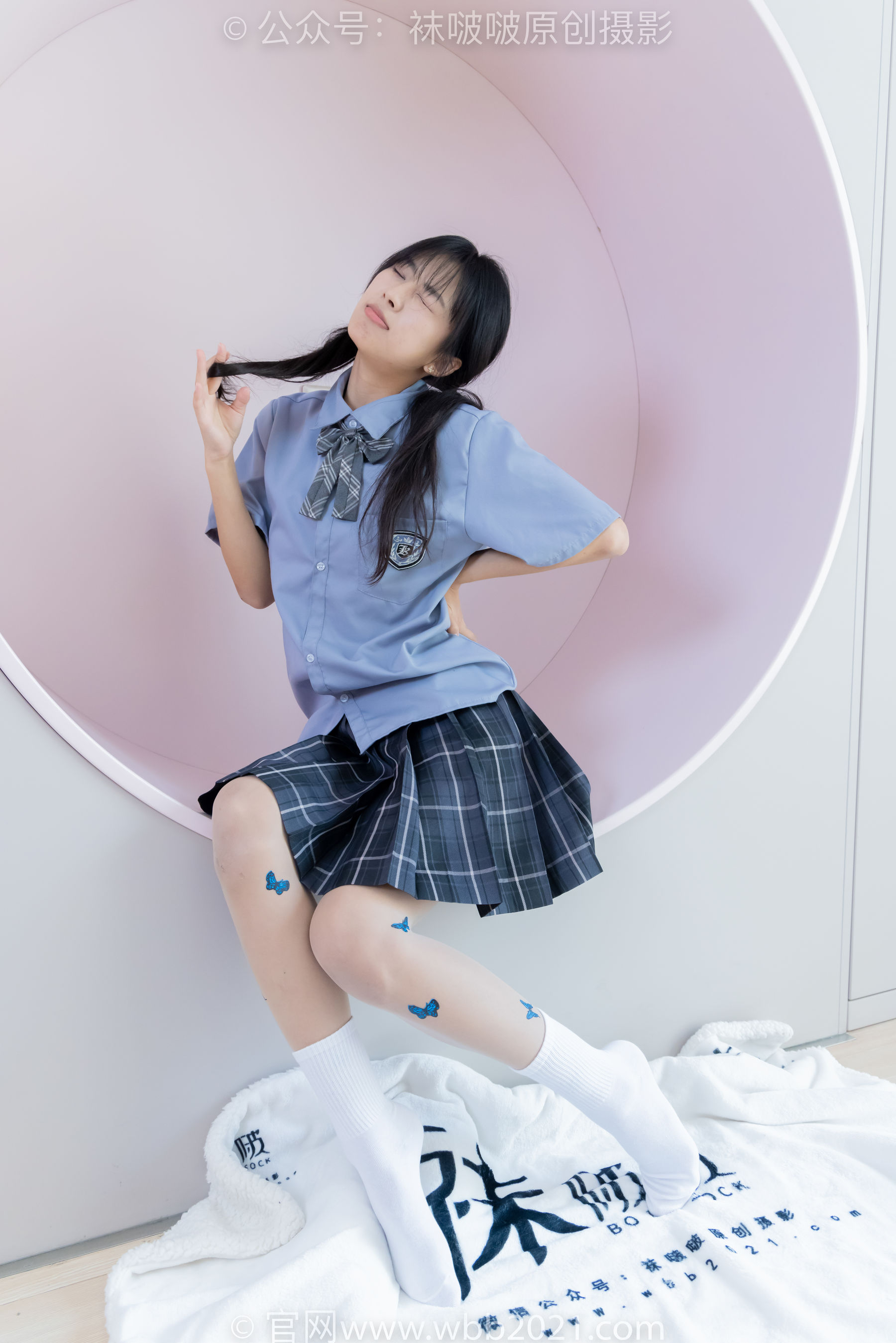 BoBoSocks袜啵啵 No.508 奶油 皮鞋、白棉袜、蝴蝶薄肉丝、jk制服/(160P)