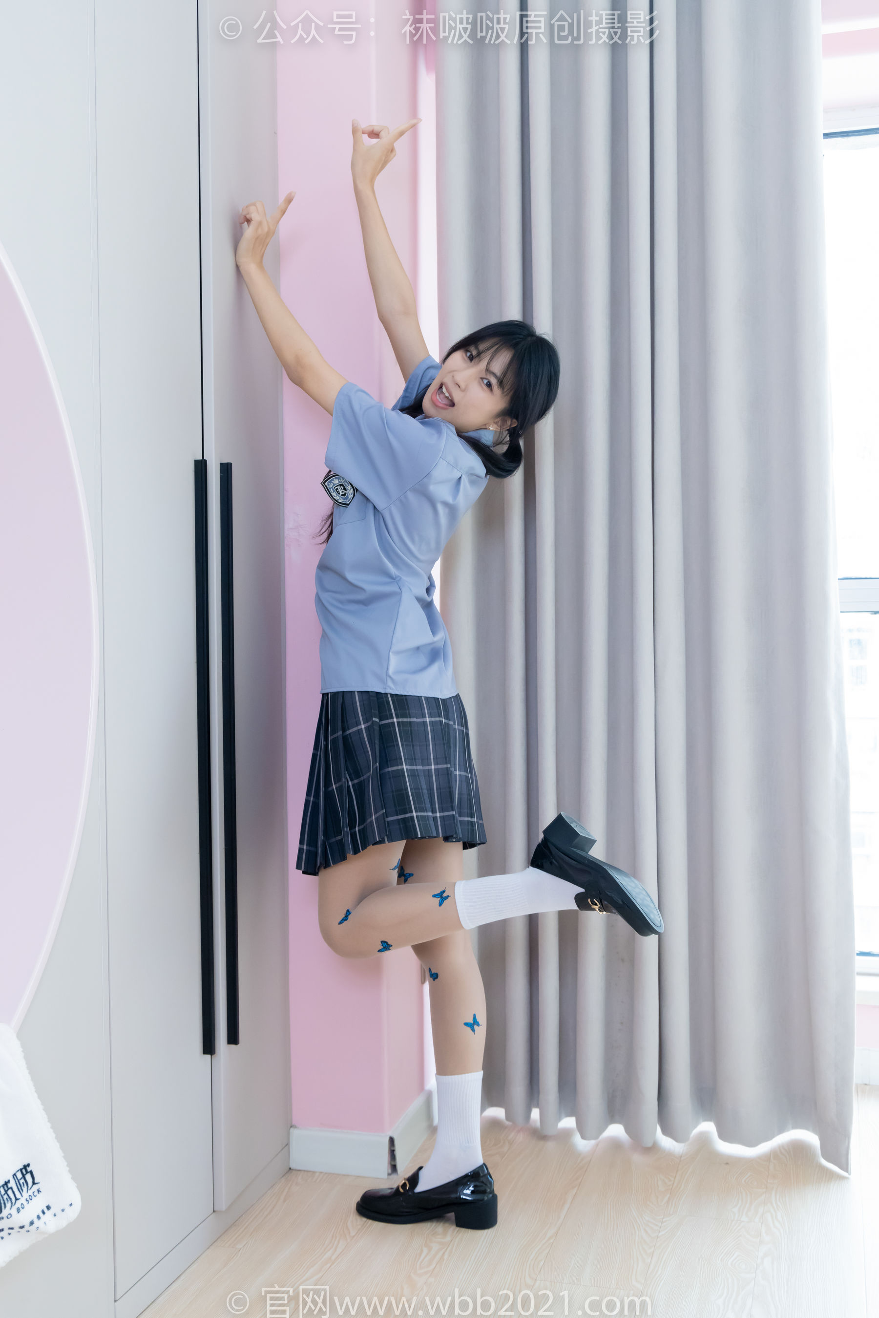 BoBoSocks袜啵啵 No.508 奶油 皮鞋、白棉袜、蝴蝶薄肉丝、jk制服/(160P)