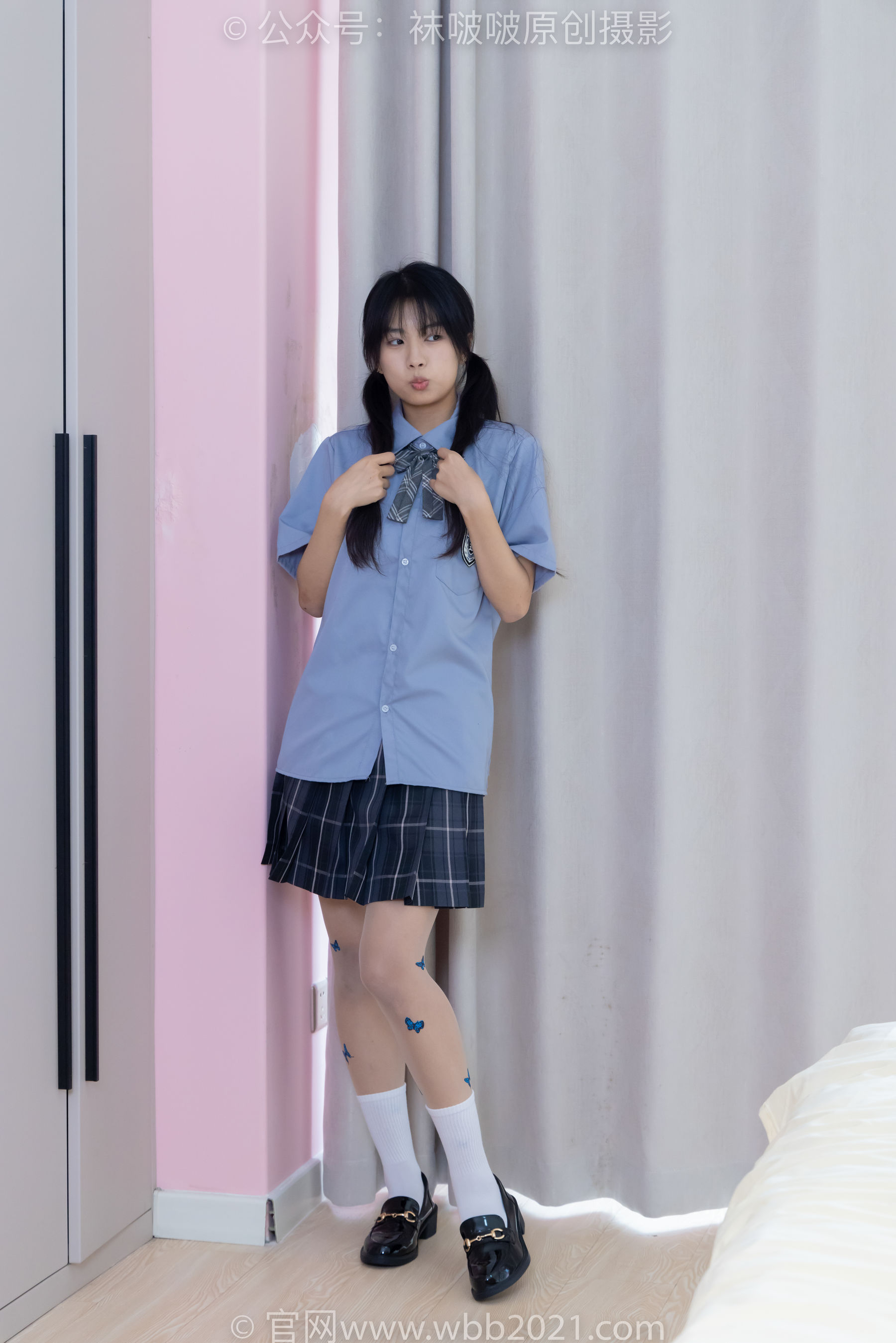 BoBoSocks袜啵啵 No.508 奶油 皮鞋、白棉袜、蝴蝶薄肉丝、jk制服/(160P)