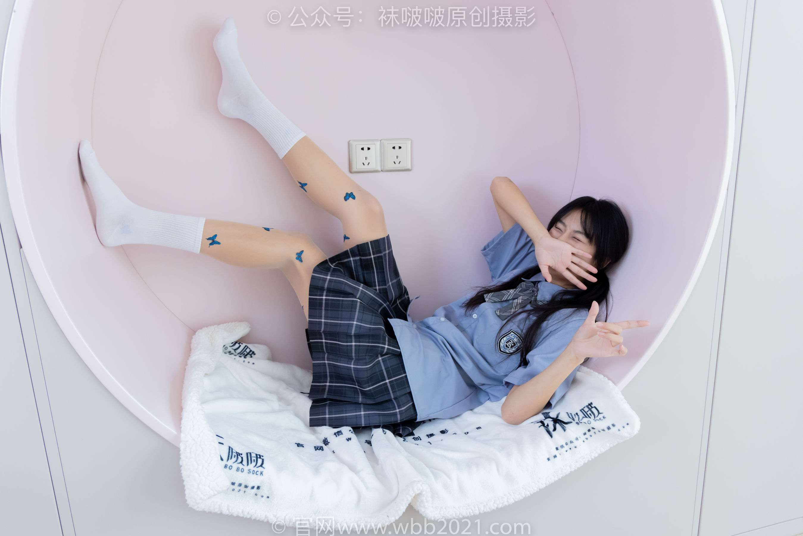 BoBoSocks袜啵啵 No.508 奶油 皮鞋、白棉袜、蝴蝶薄肉丝、jk制服/(160P)