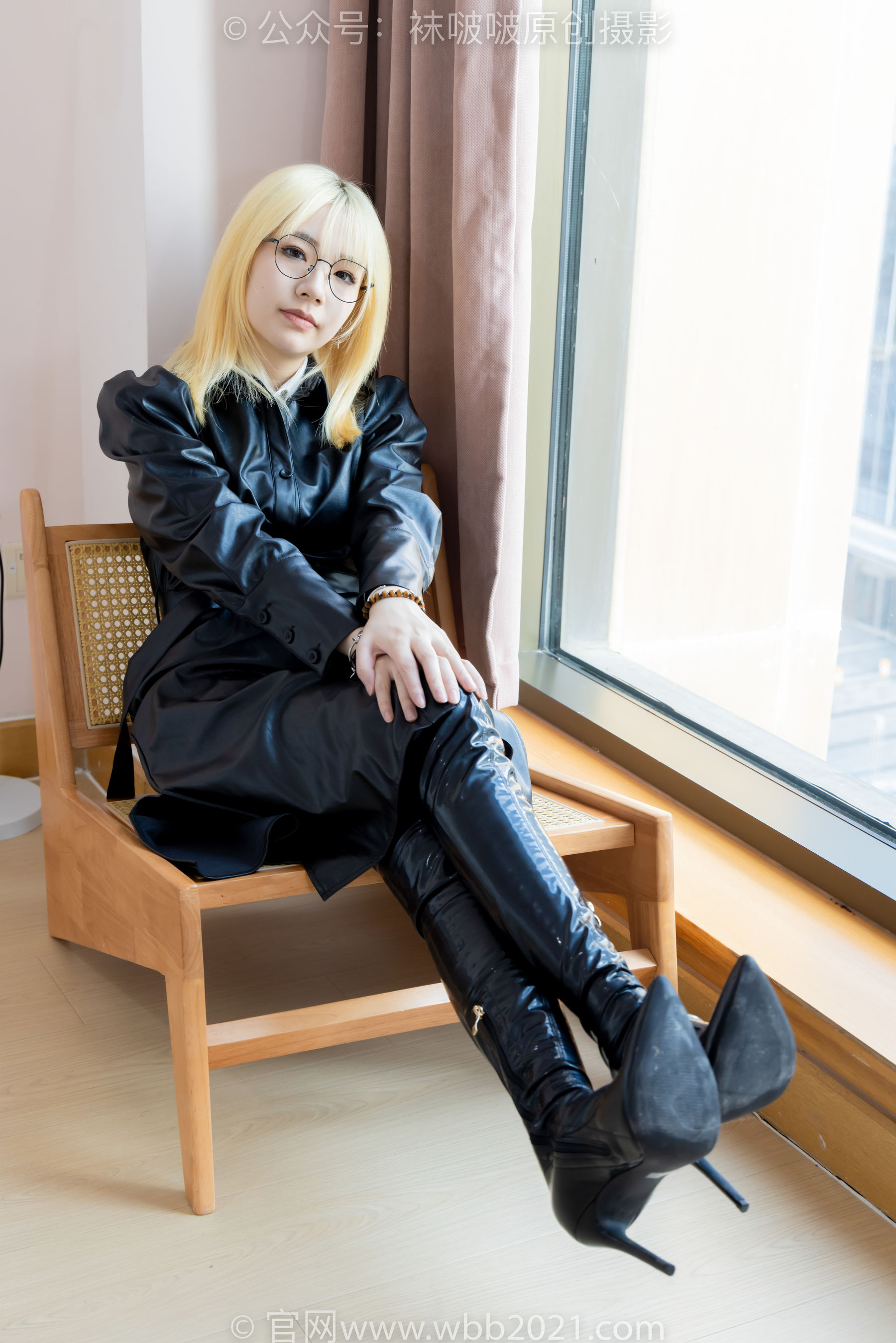 BoBoSocks袜啵啵 No.507 小甜豆 高跟长靴、薄黑丝、皮衣外套、ol风/(140P)