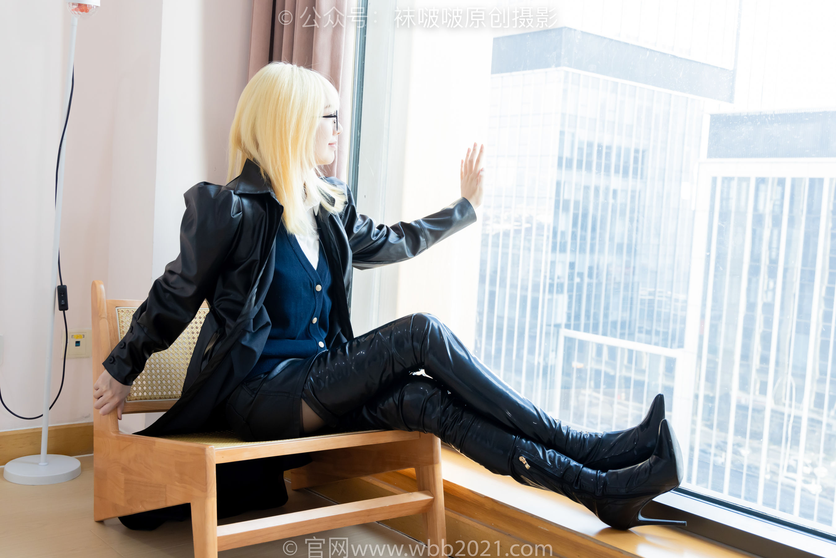 BoBoSocks袜啵啵 No.507 小甜豆 高跟长靴、薄黑丝、皮衣外套、ol风/(140P)