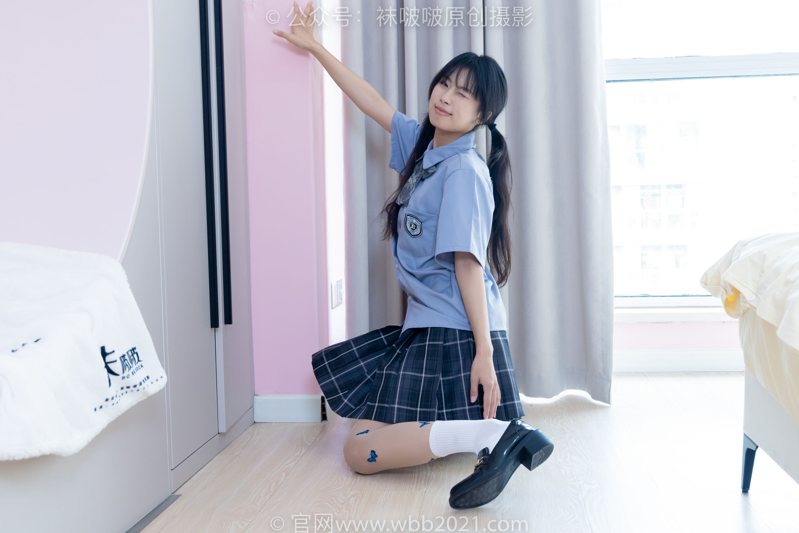 BoBoSocks袜啵啵 No.508 奶油 皮鞋、白棉袜、蝴蝶薄肉丝、jk制服/(160P)