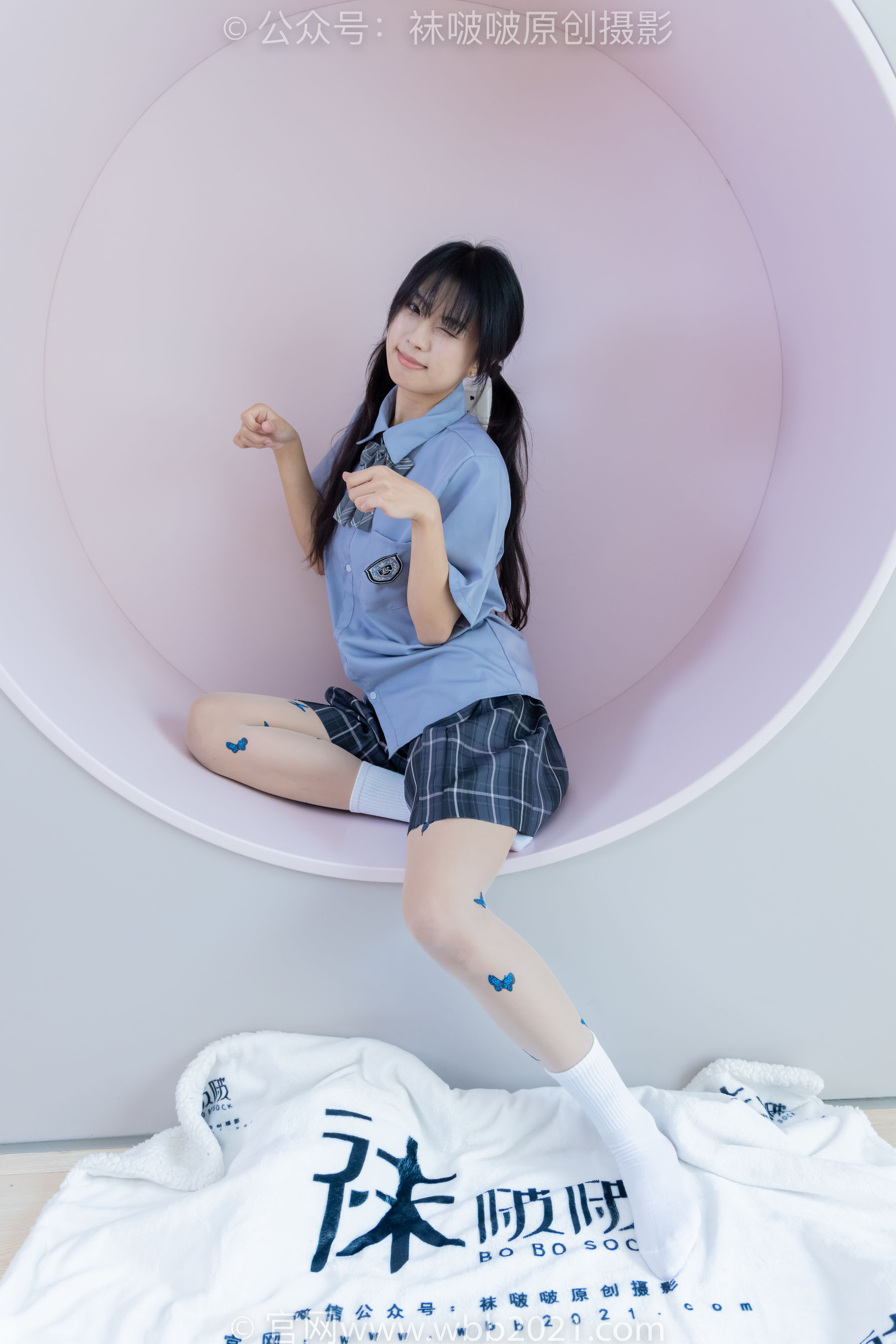 BoBoSocks袜啵啵 No.508 奶油 皮鞋、白棉袜、蝴蝶薄肉丝、jk制服/(160P)