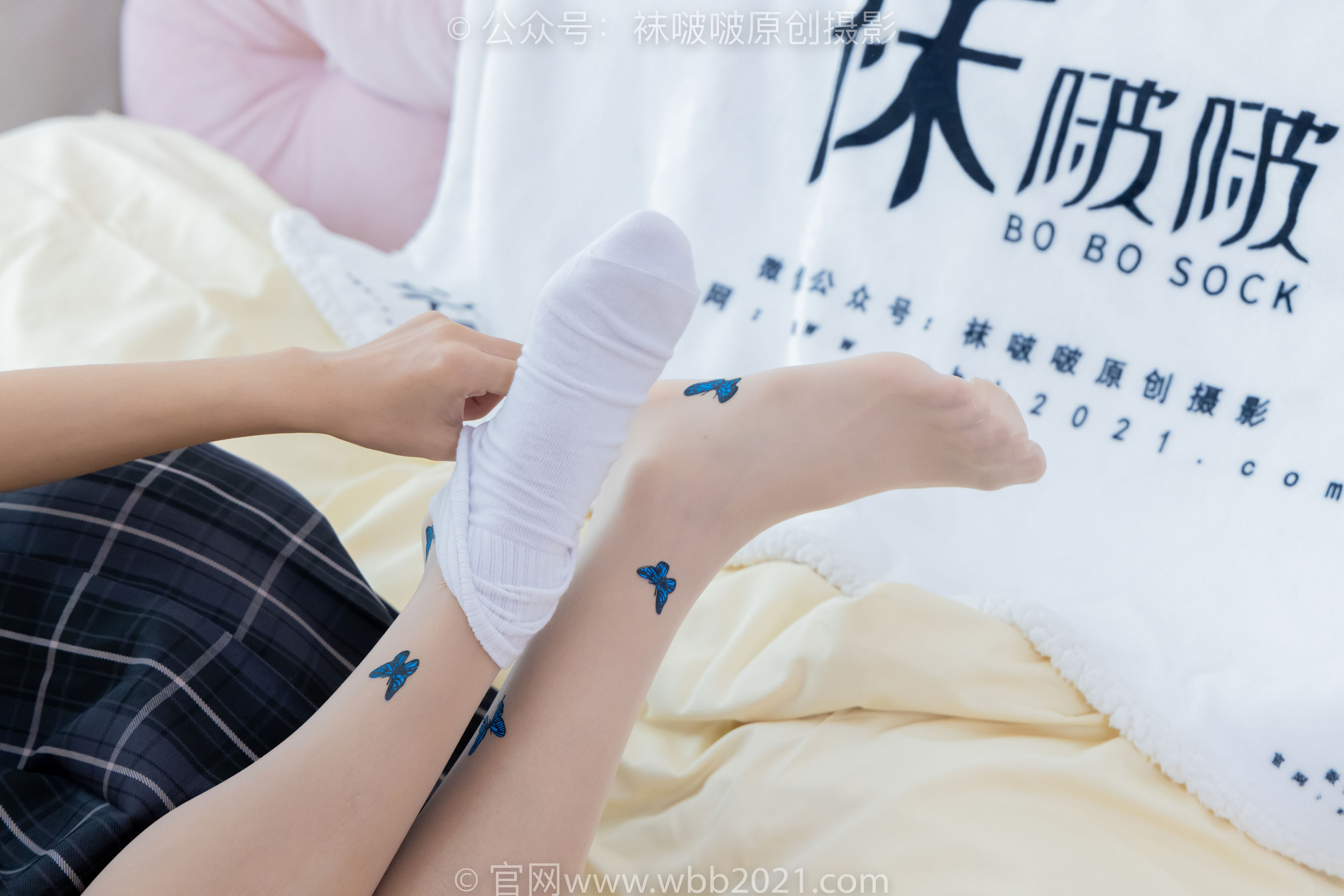 BoBoSocks袜啵啵 No.508 奶油 皮鞋、白棉袜、蝴蝶薄肉丝、jk制服/(160P)