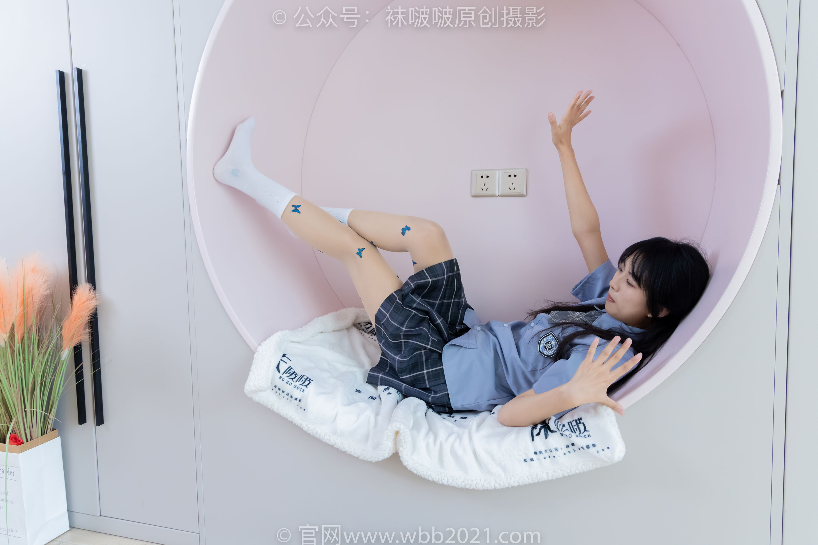 BoBoSocks袜啵啵 No.508 奶油 皮鞋、白棉袜、蝴蝶薄肉丝、jk制服/(160P)