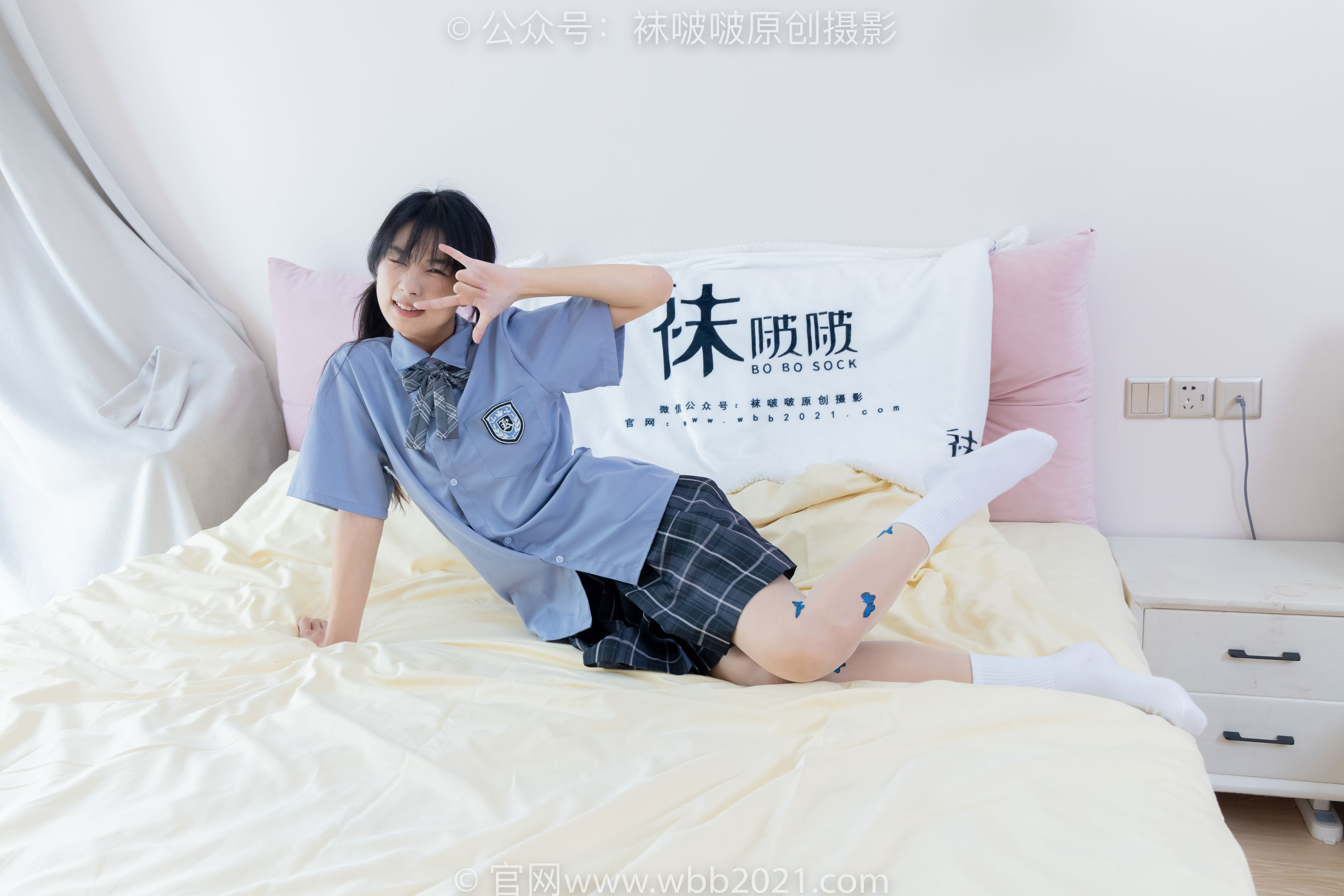 BoBoSocks袜啵啵 No.508 奶油 皮鞋、白棉袜、蝴蝶薄肉丝、jk制服/(160P)