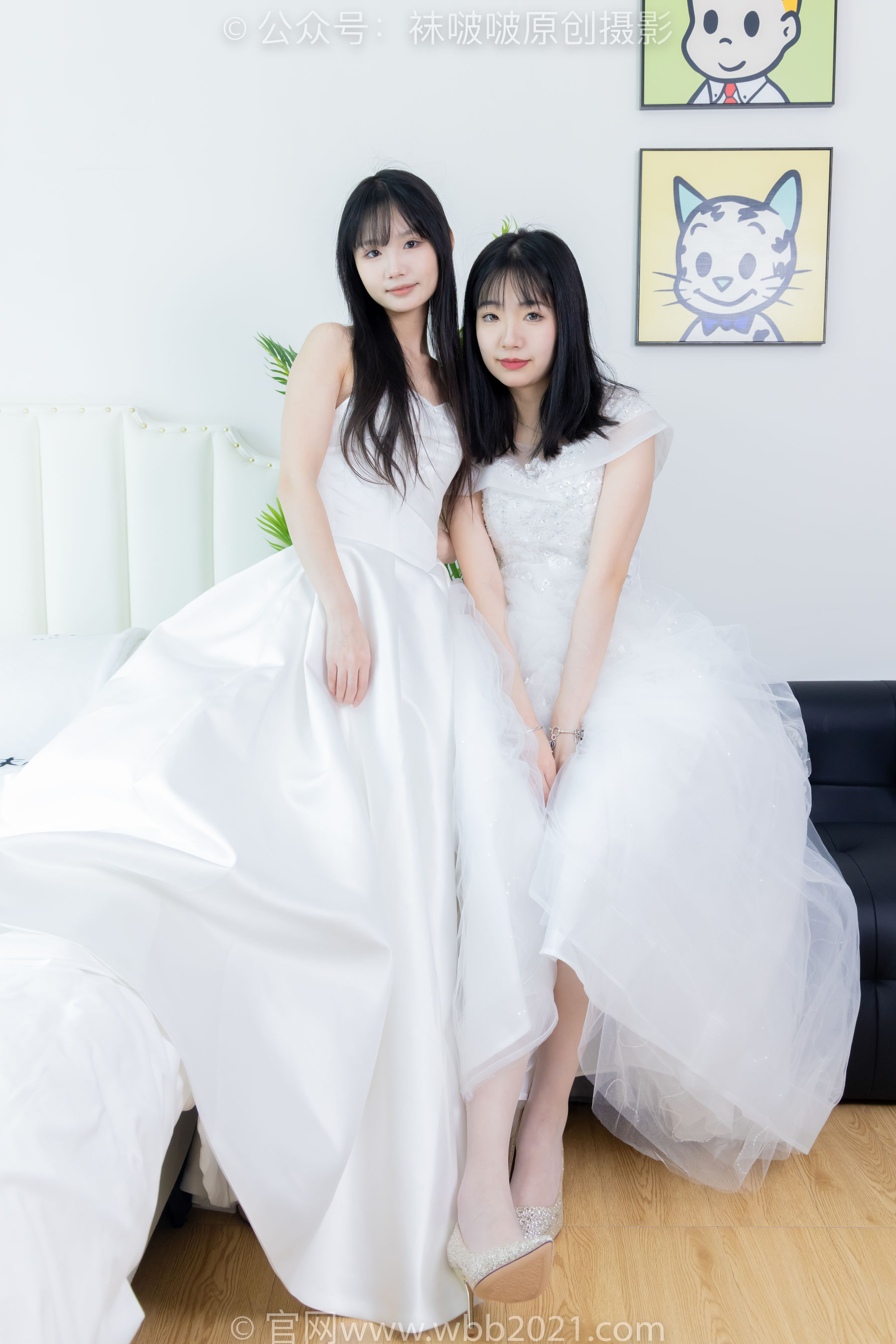 BoBoSocks袜啵啵 No.510 小甜豆&甜甜圈 - 两双高跟鞋、薄肉丝、薄白丝、婚纱主题、互相帮对方腿脚涂抹/(172P)