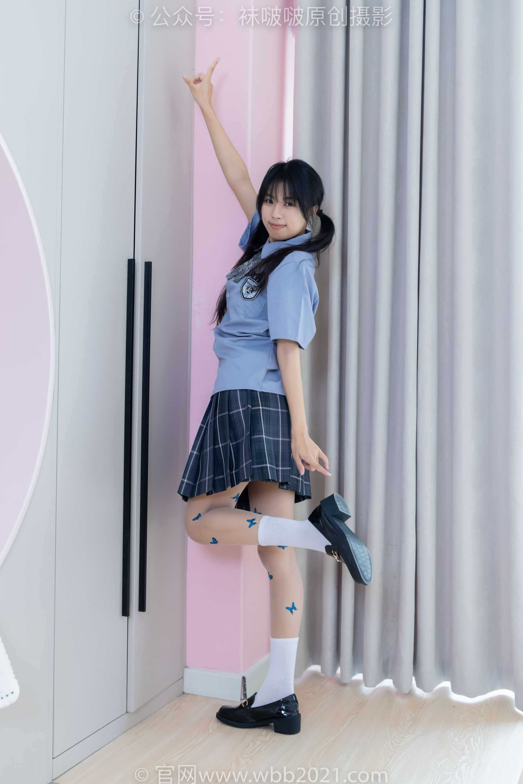 BoBoSocks袜啵啵 No.508 奶油 皮鞋、白棉袜、蝴蝶薄肉丝、jk制服/(160P)