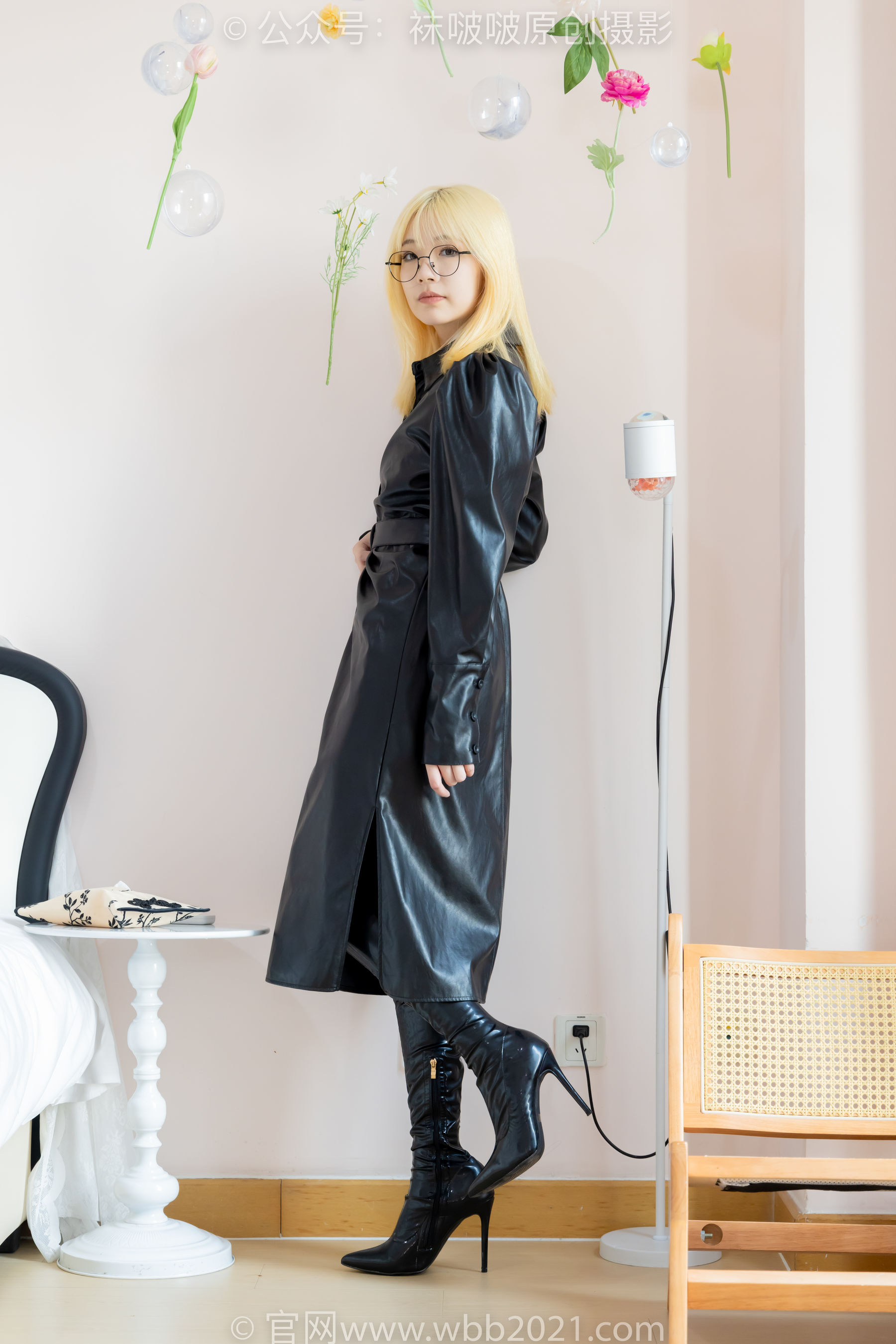 BoBoSocks袜啵啵 No.507 小甜豆 高跟长靴、薄黑丝、皮衣外套、ol风/(140P)