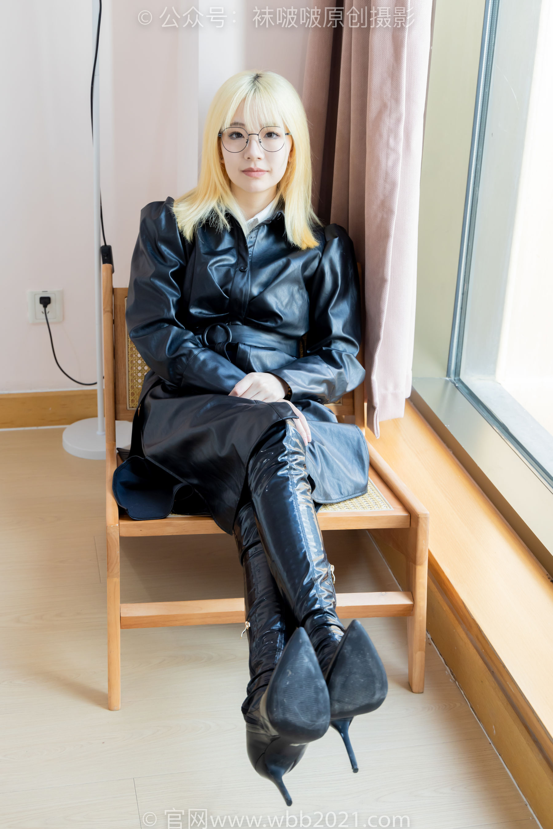 BoBoSocks袜啵啵 No.507 小甜豆 高跟长靴、薄黑丝、皮衣外套、ol风/(140P)