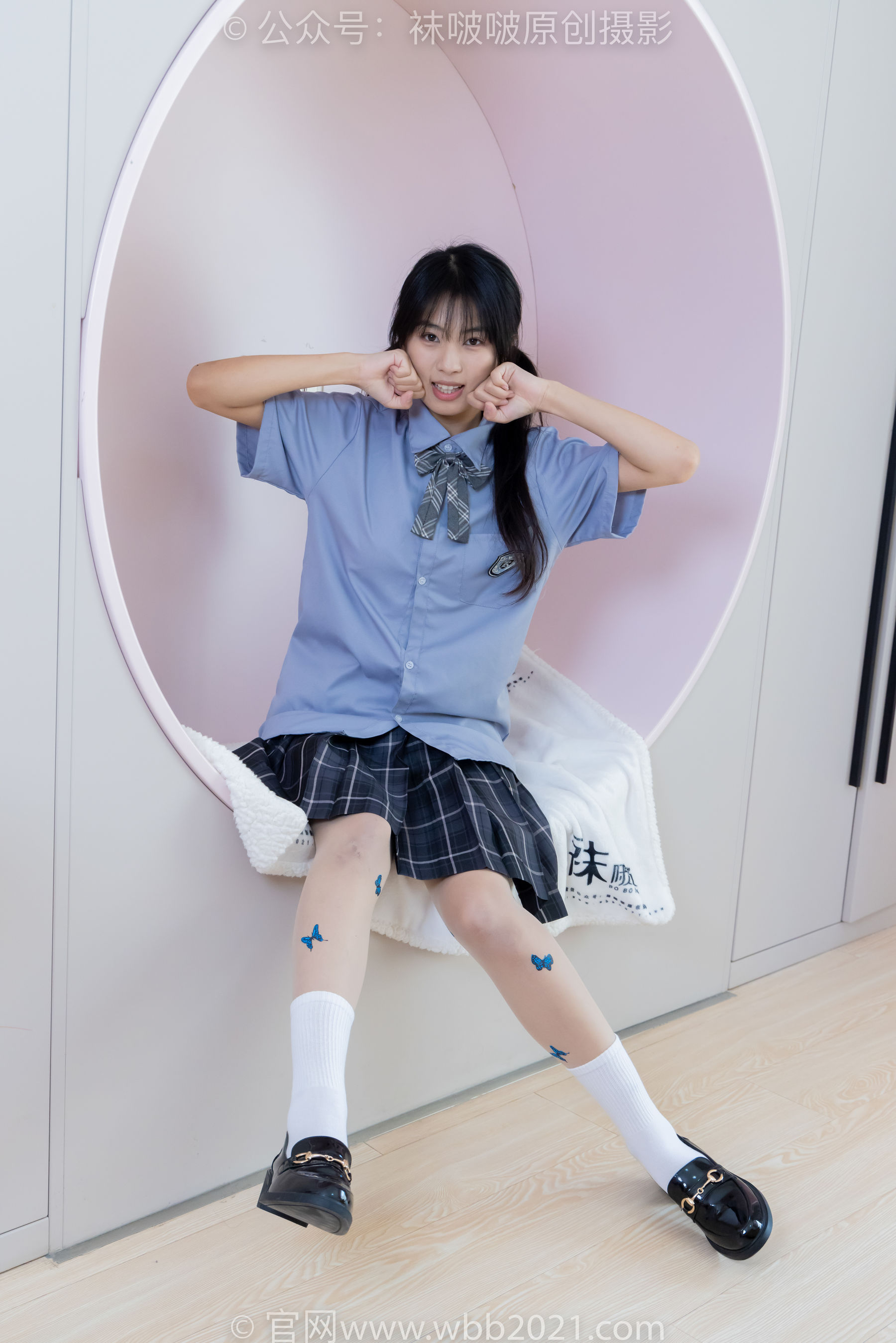 BoBoSocks袜啵啵 No.508 奶油 皮鞋、白棉袜、蝴蝶薄肉丝、jk制服/(160P)