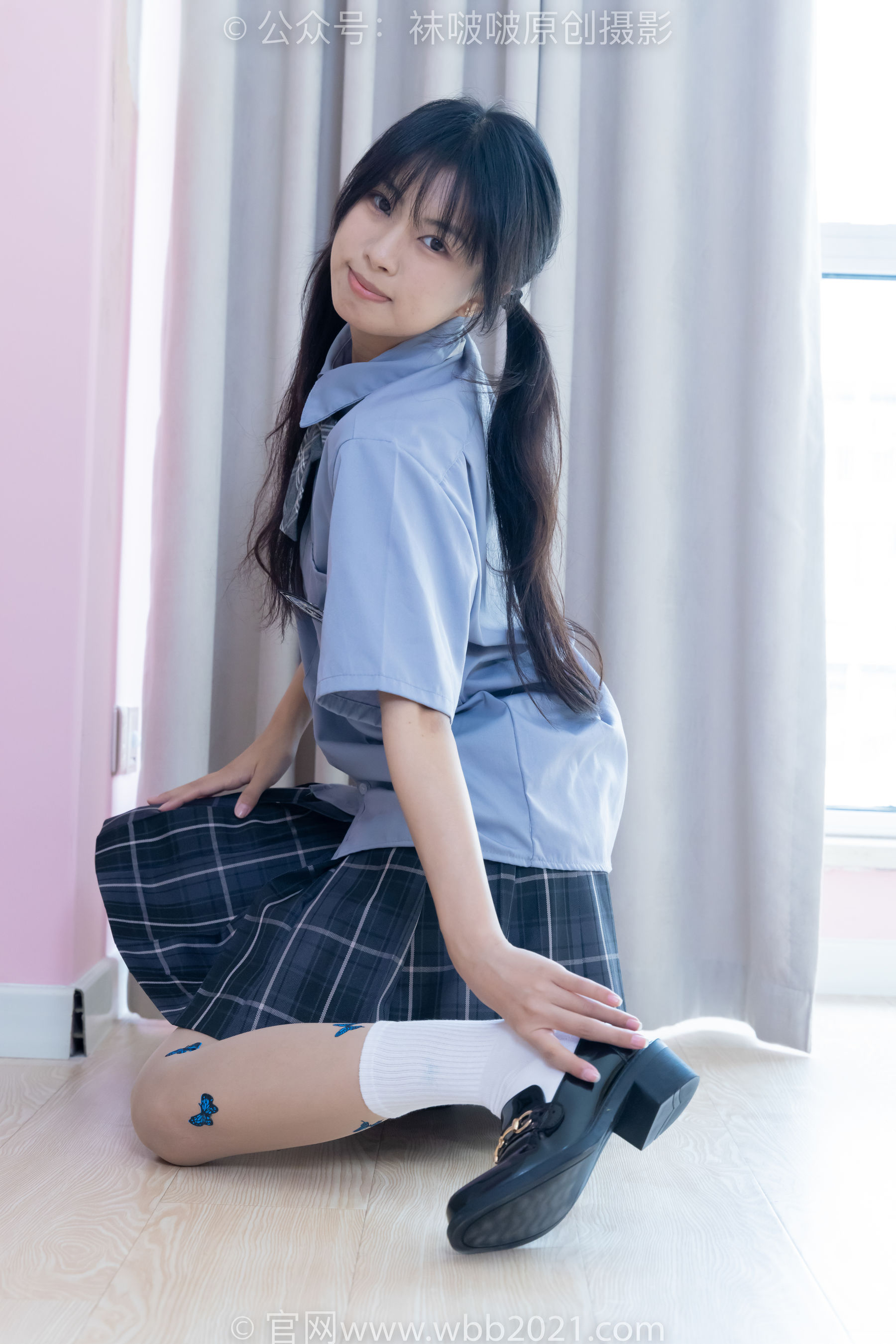 BoBoSocks袜啵啵 No.508 奶油 皮鞋、白棉袜、蝴蝶薄肉丝、jk制服/(160P)