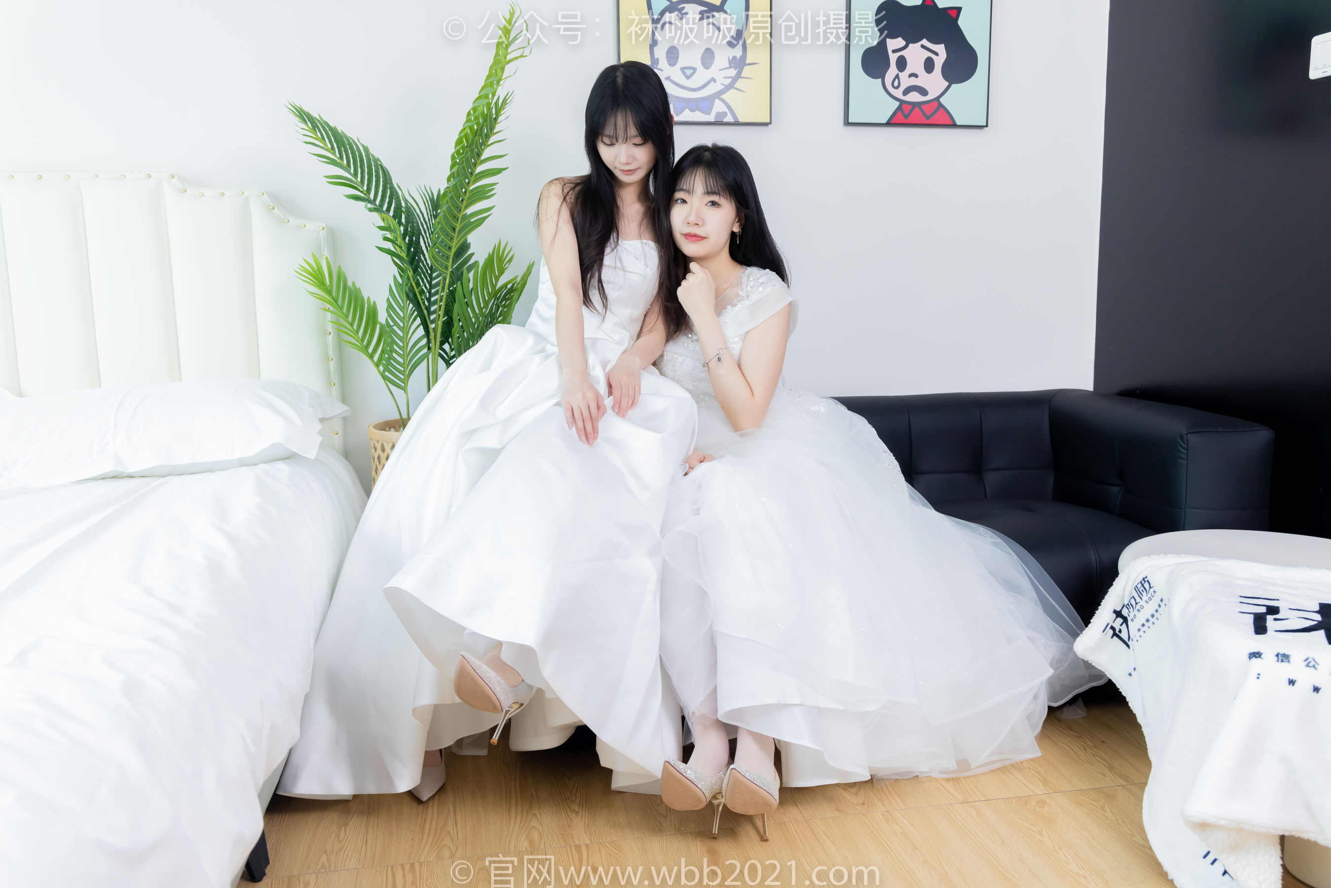 BoBoSocks袜啵啵 No.510 小甜豆&甜甜圈 - 两双高跟鞋、薄肉丝、薄白丝、婚纱主题、互相帮对方腿脚涂抹/(172P)