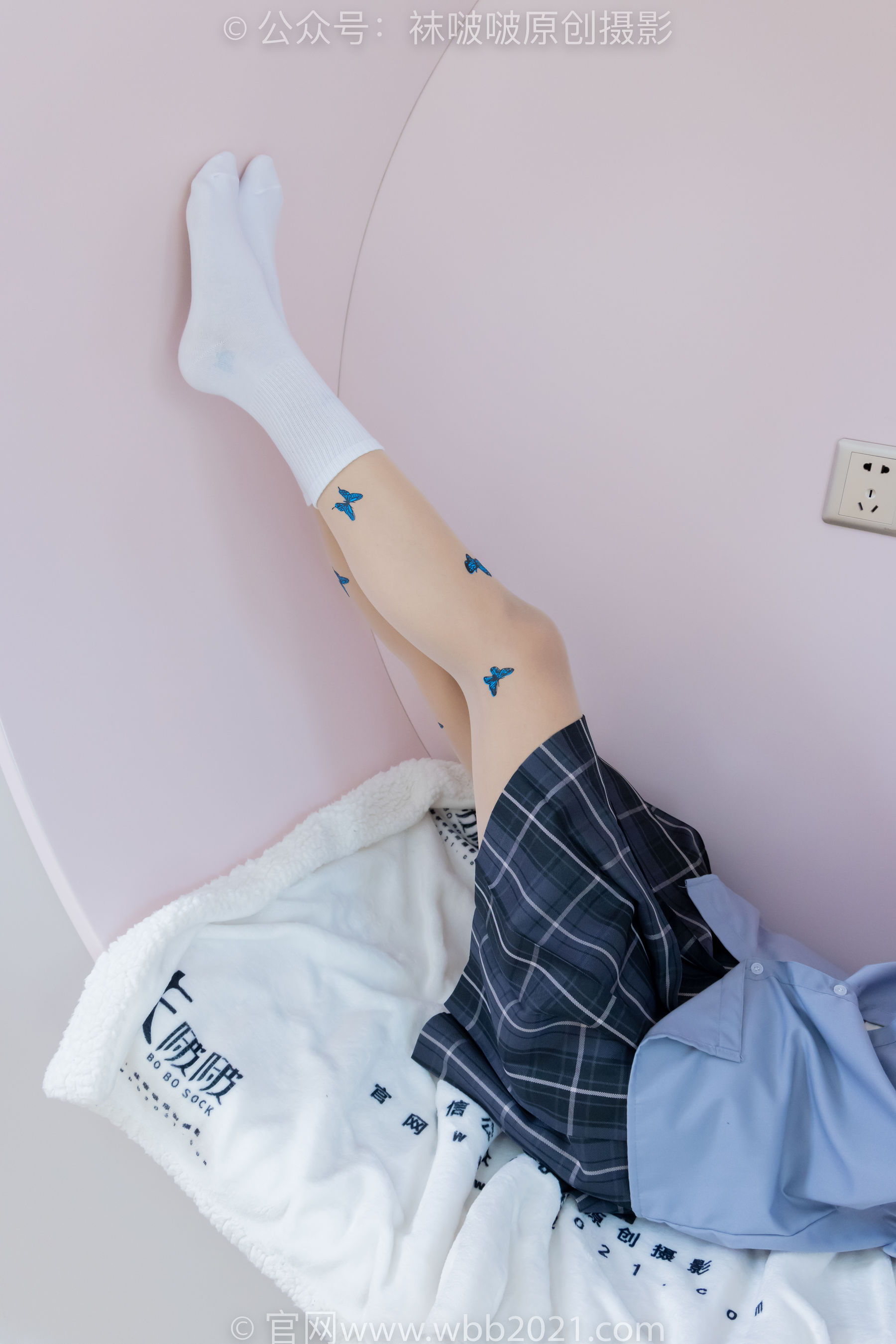 BoBoSocks袜啵啵 No.508 奶油 皮鞋、白棉袜、蝴蝶薄肉丝、jk制服/(160P)