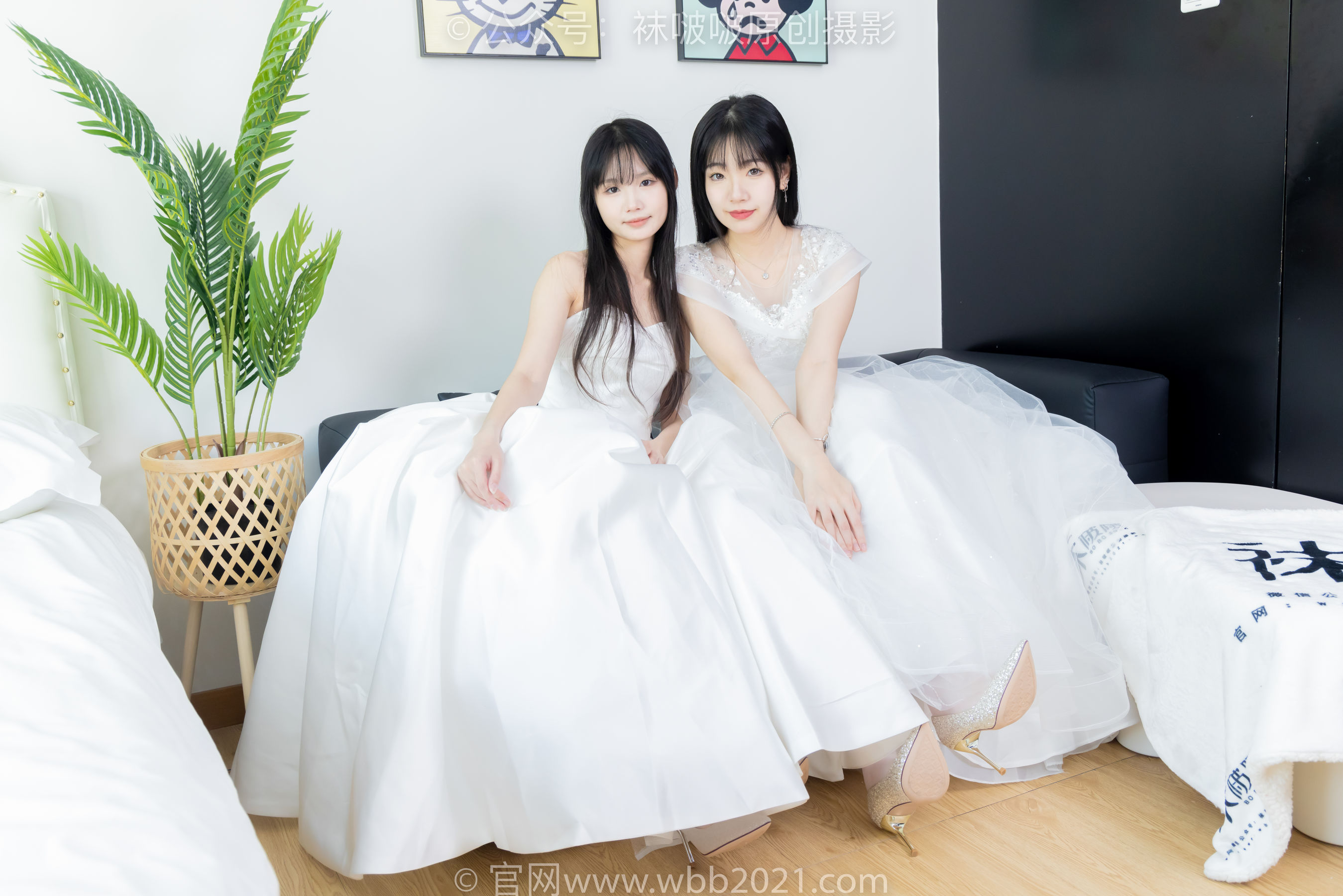 BoBoSocks袜啵啵 No.510 小甜豆&甜甜圈 - 两双高跟鞋、薄肉丝、薄白丝、婚纱主题、互相帮对方腿脚涂抹/(172P)