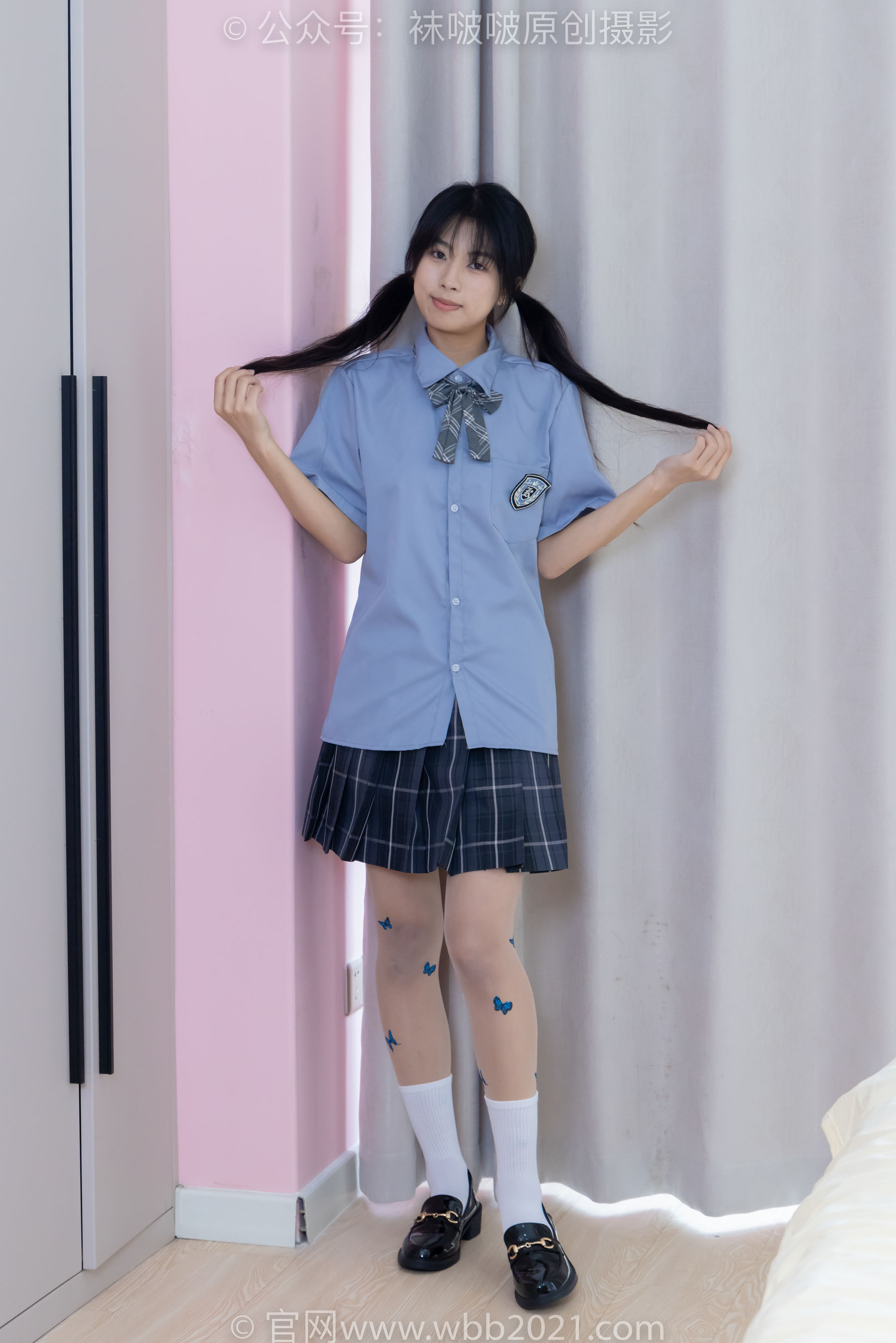 BoBoSocks袜啵啵 No.508 奶油 皮鞋、白棉袜、蝴蝶薄肉丝、jk制服/(160P)