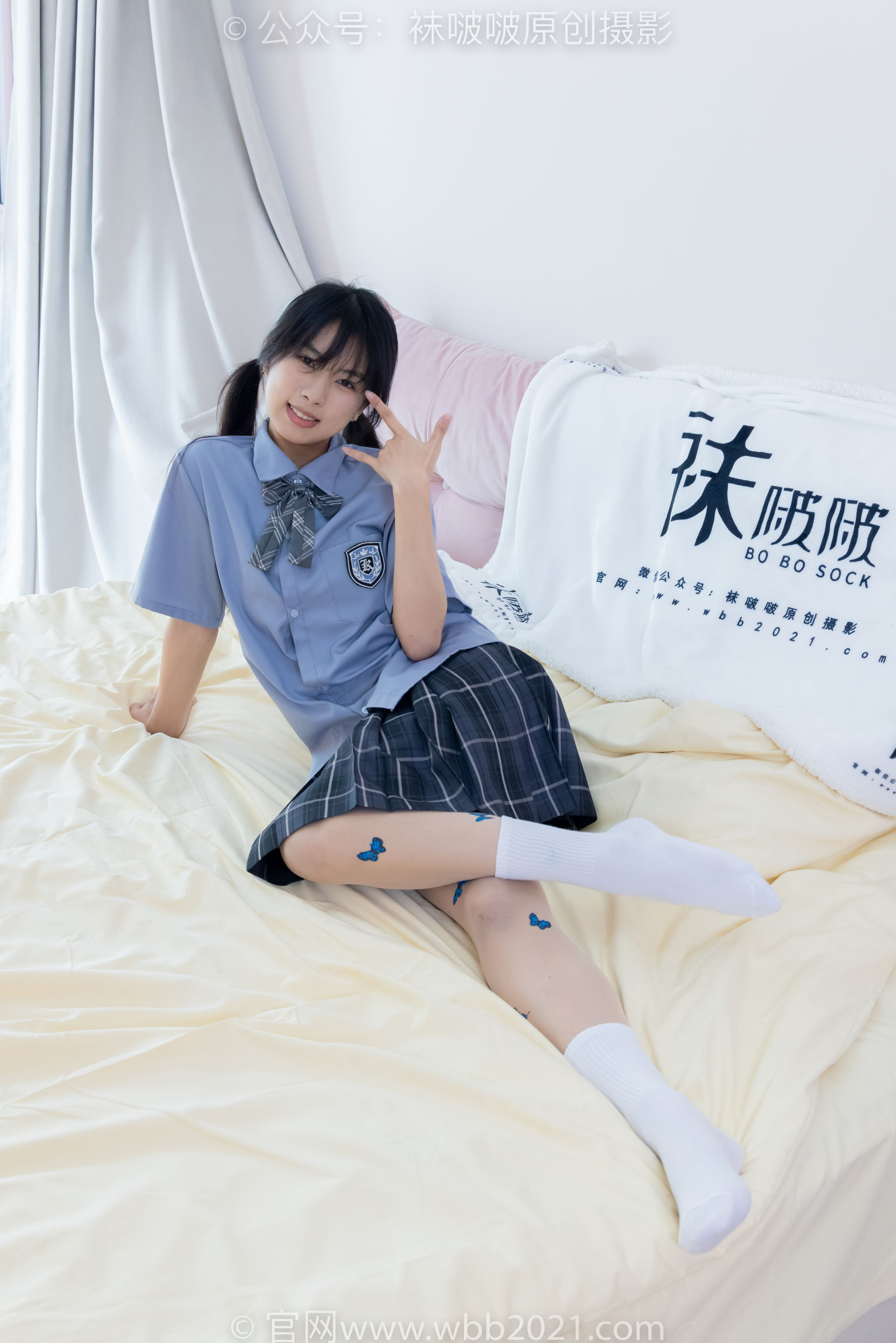 BoBoSocks袜啵啵 No.508 奶油 皮鞋、白棉袜、蝴蝶薄肉丝、jk制服/(160P)