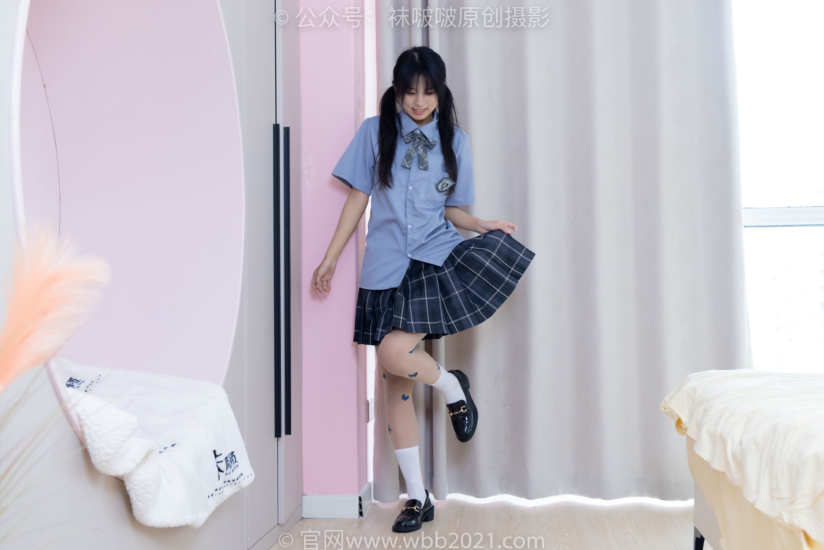 BoBoSocks袜啵啵 No.508 奶油 皮鞋、白棉袜、蝴蝶薄肉丝、jk制服/(160P)