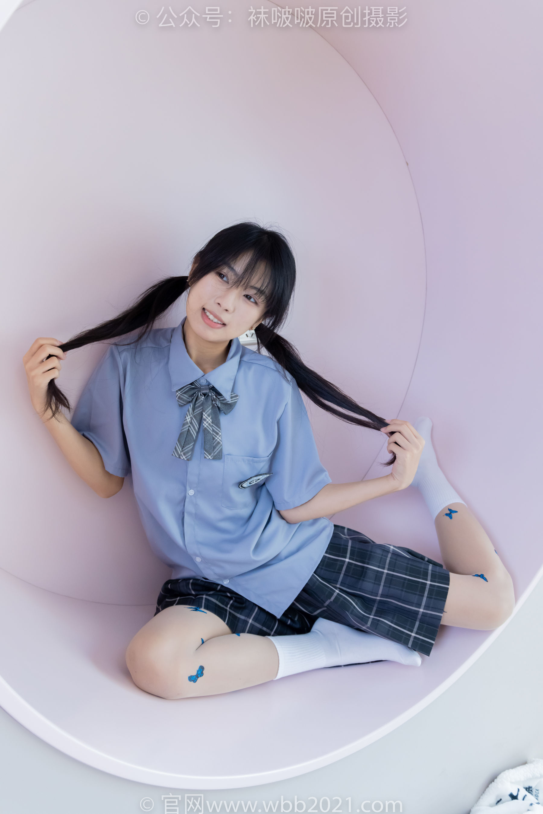 BoBoSocks袜啵啵 No.508 奶油 皮鞋、白棉袜、蝴蝶薄肉丝、jk制服/(160P)