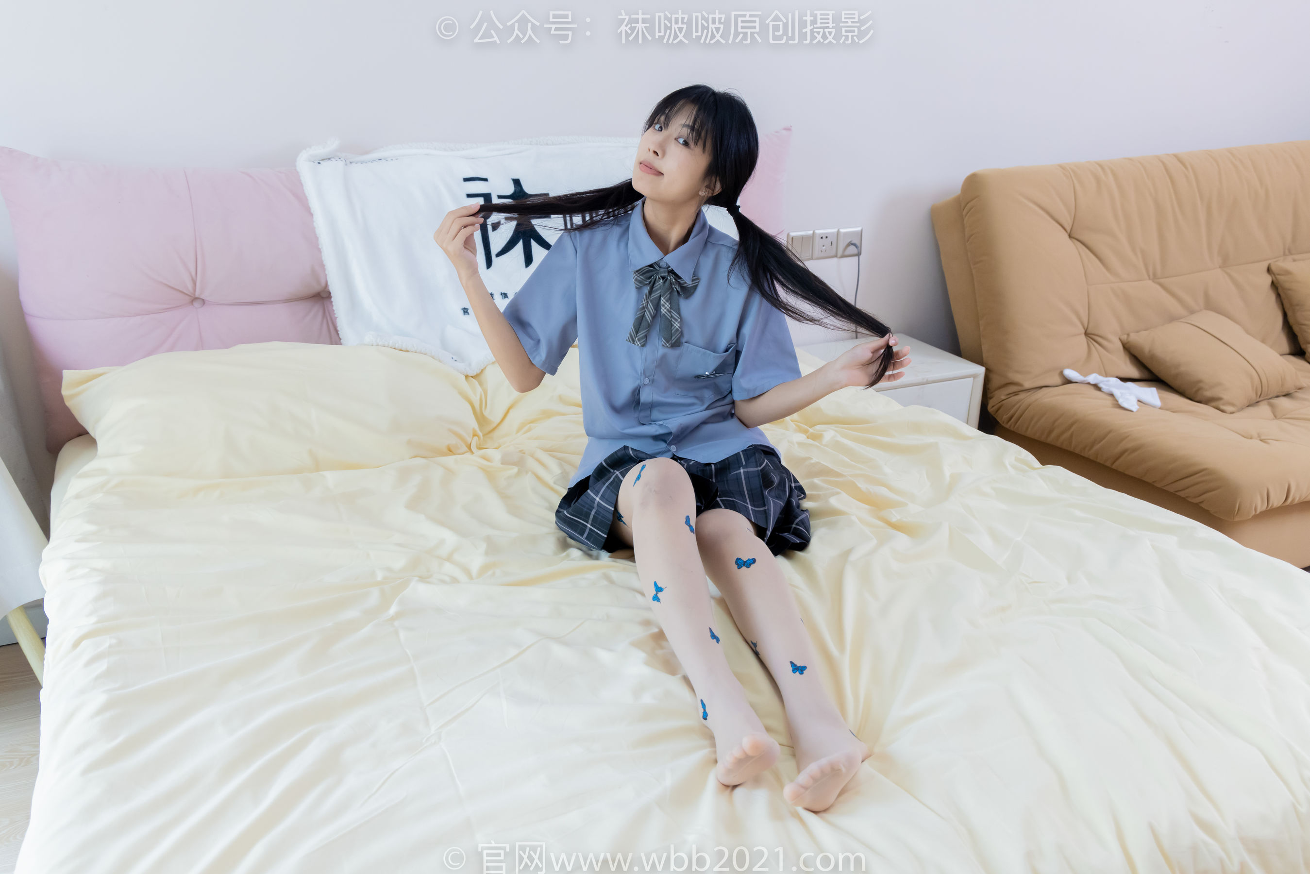 BoBoSocks袜啵啵 No.508 奶油 皮鞋、白棉袜、蝴蝶薄肉丝、jk制服/(160P)