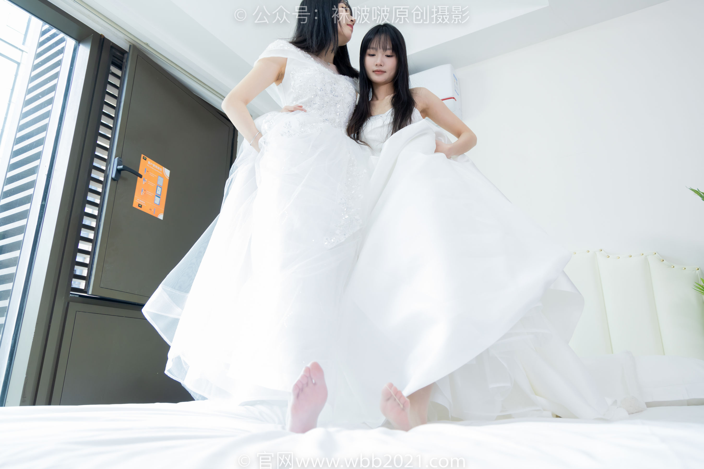 BoBoSocks袜啵啵 No.510 小甜豆&甜甜圈 - 两双高跟鞋、薄肉丝、薄白丝、婚纱主题、互相帮对方腿脚涂抹/(172P)