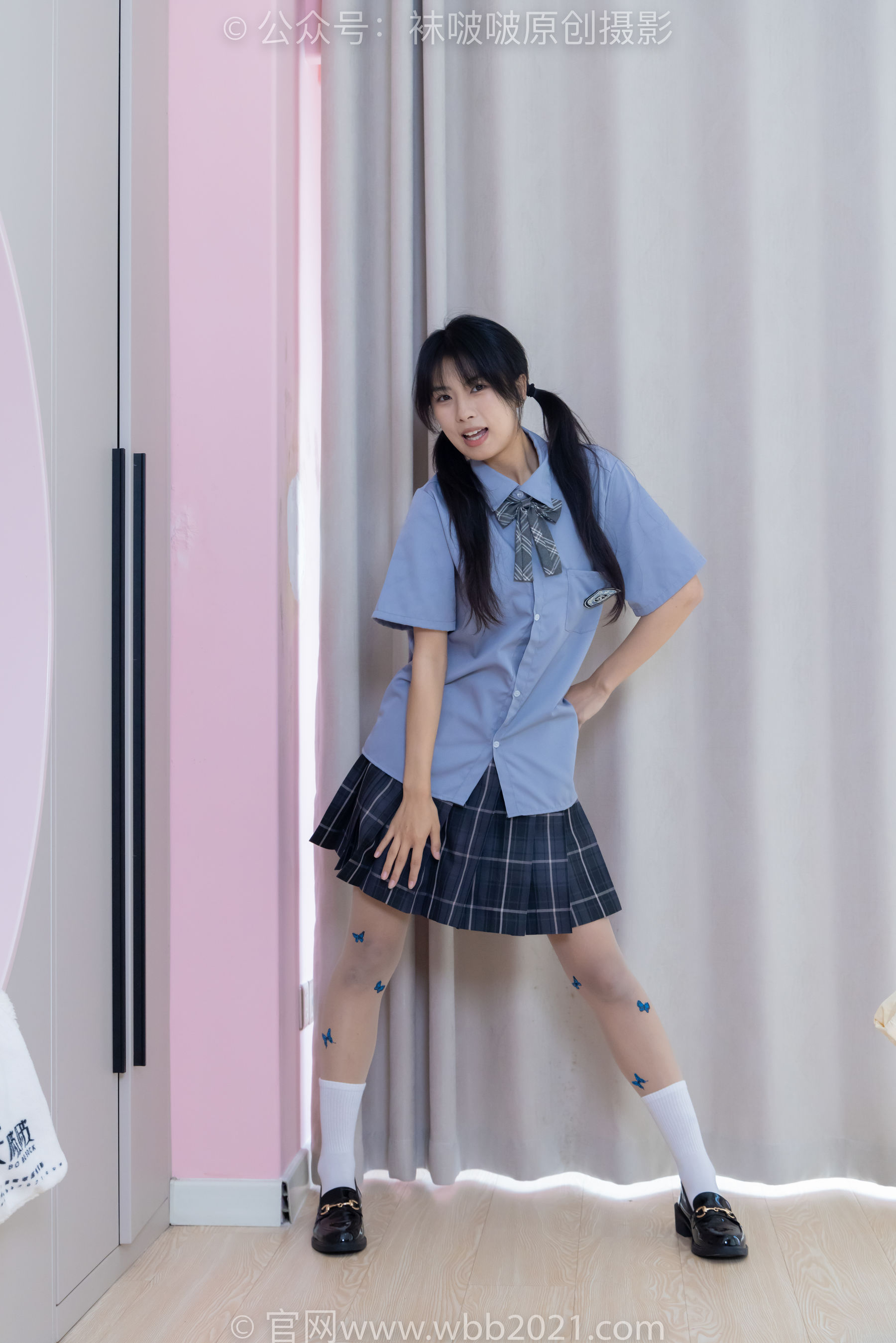 BoBoSocks袜啵啵 No.508 奶油 皮鞋、白棉袜、蝴蝶薄肉丝、jk制服/(160P)