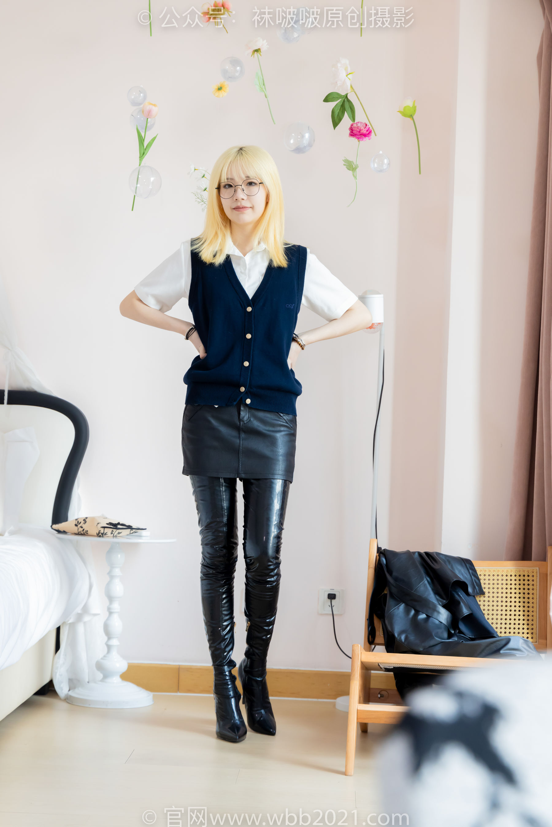 BoBoSocks袜啵啵 No.507 小甜豆 高跟长靴、薄黑丝、皮衣外套、ol风/(140P)