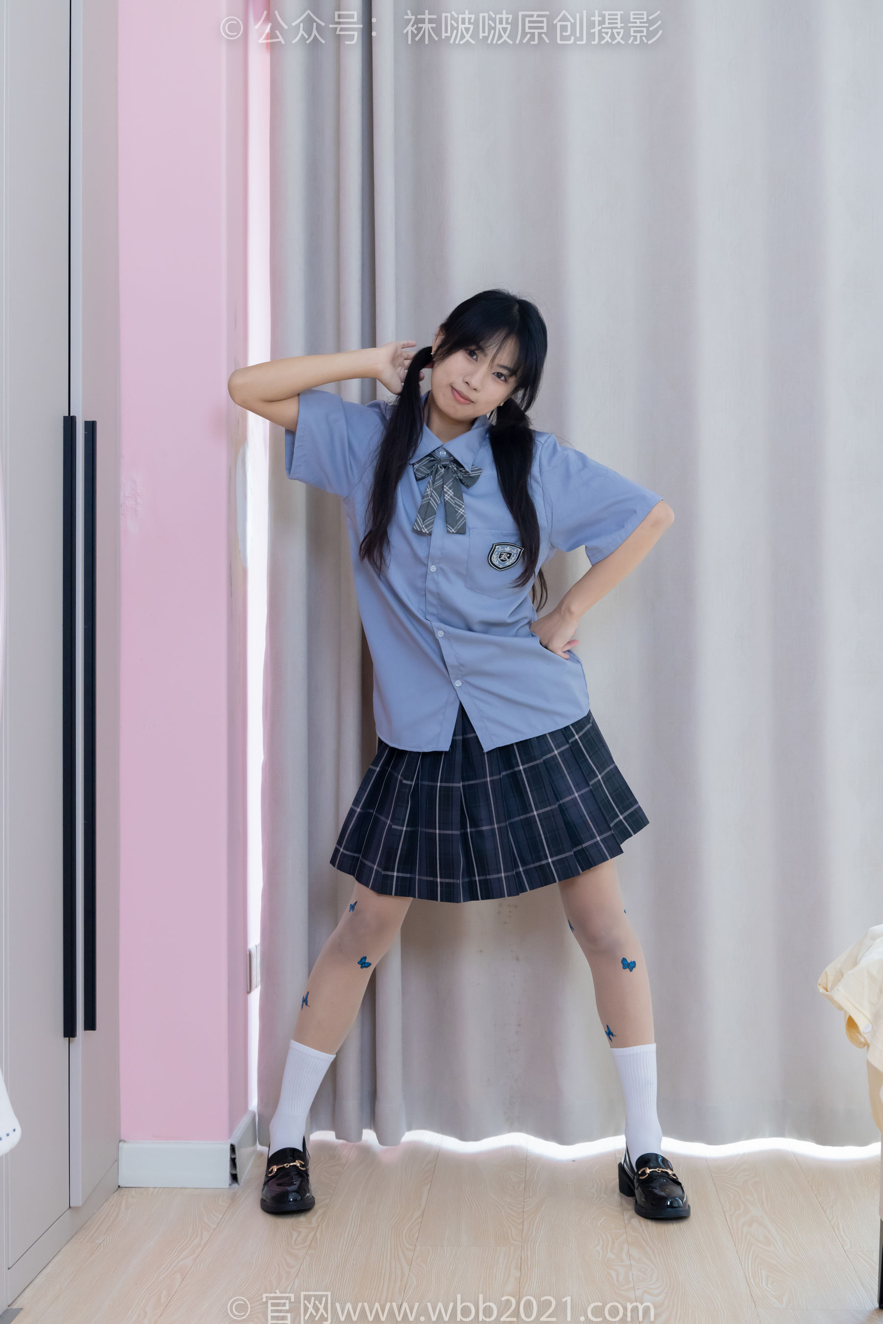 BoBoSocks袜啵啵 No.508 奶油 皮鞋、白棉袜、蝴蝶薄肉丝、jk制服/(160P)