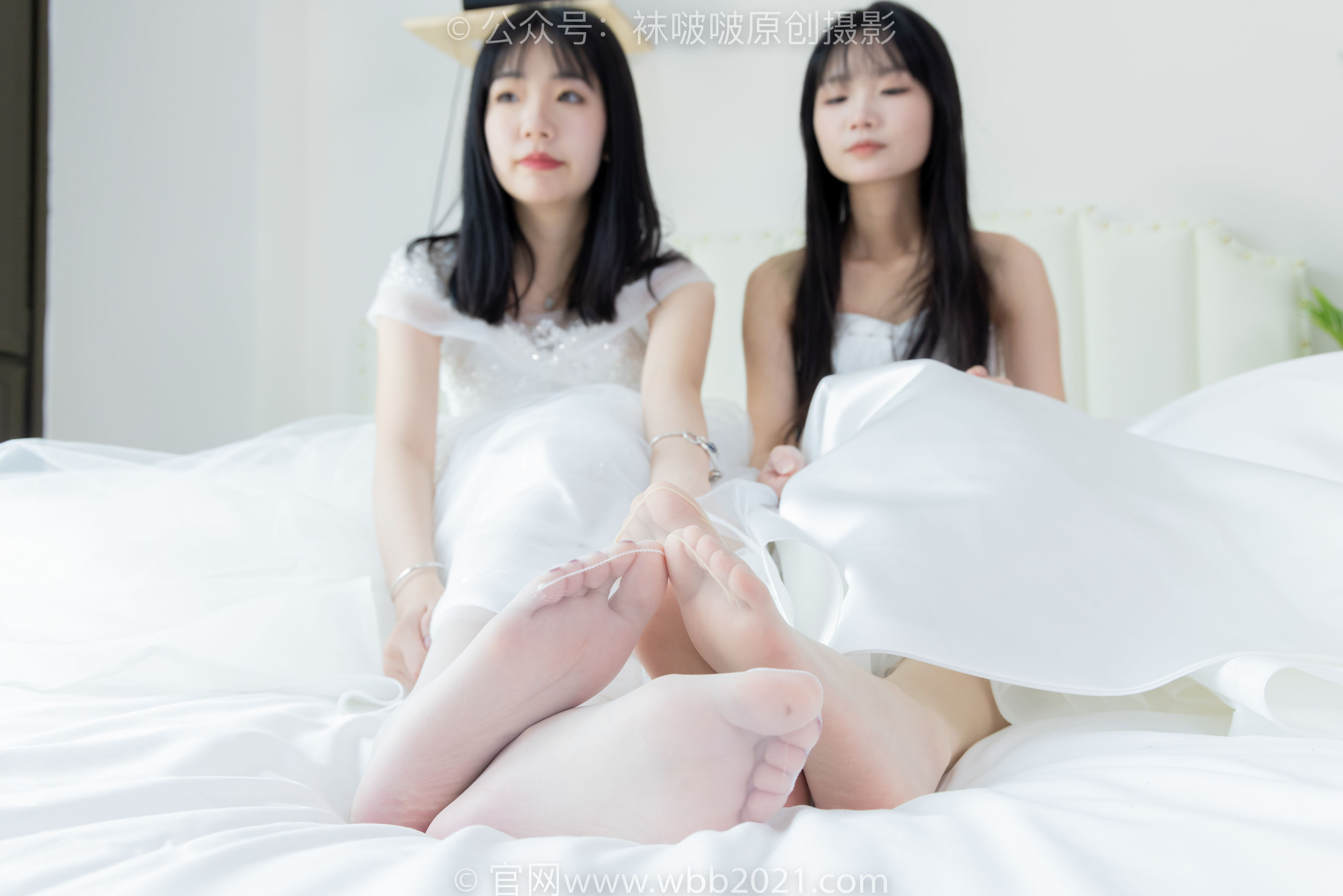 BoBoSocks袜啵啵 No.510 小甜豆&甜甜圈 - 两双高跟鞋、薄肉丝、薄白丝、婚纱主题、互相帮对方腿脚涂抹/(172P)