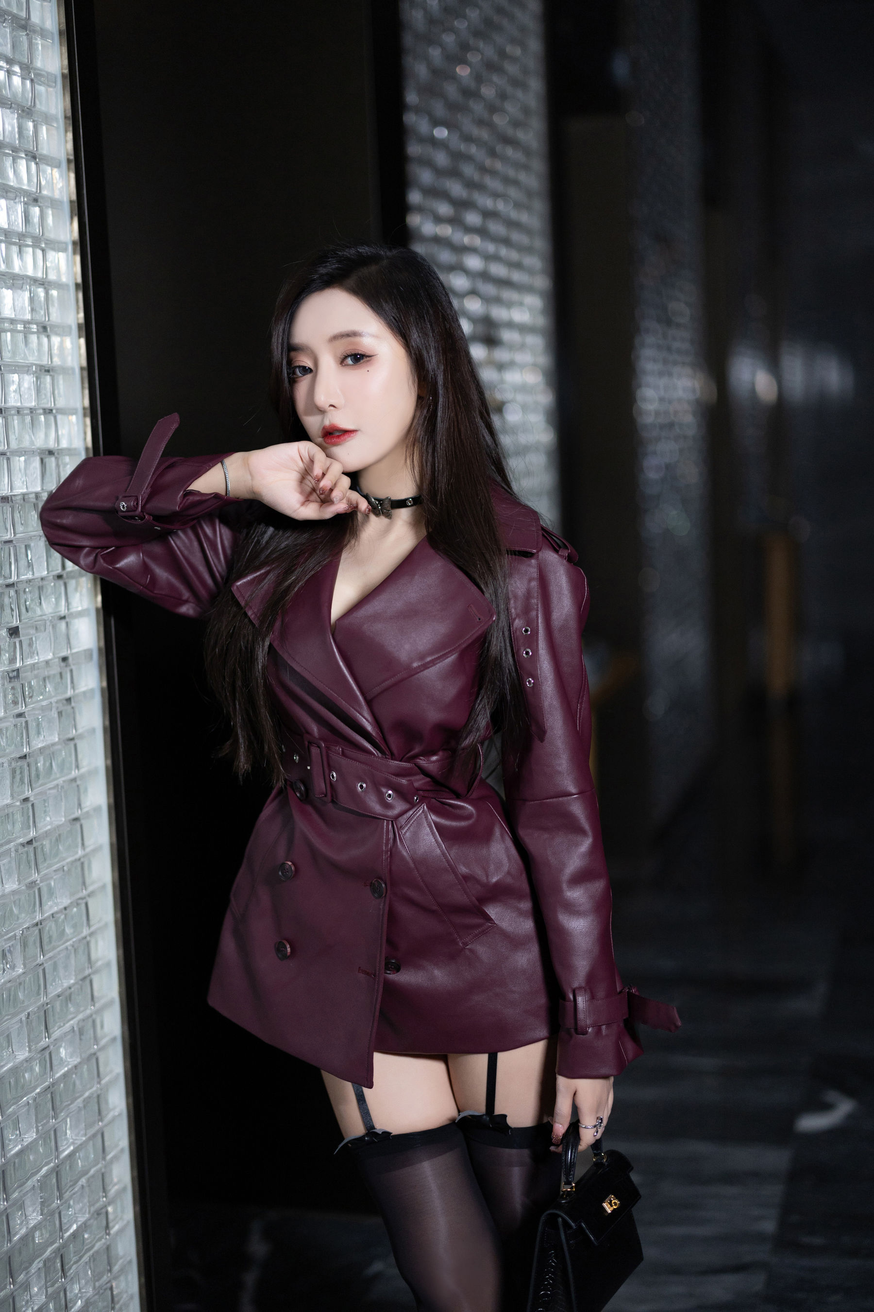 王馨瑶 - 紫色皮衣/(101P)