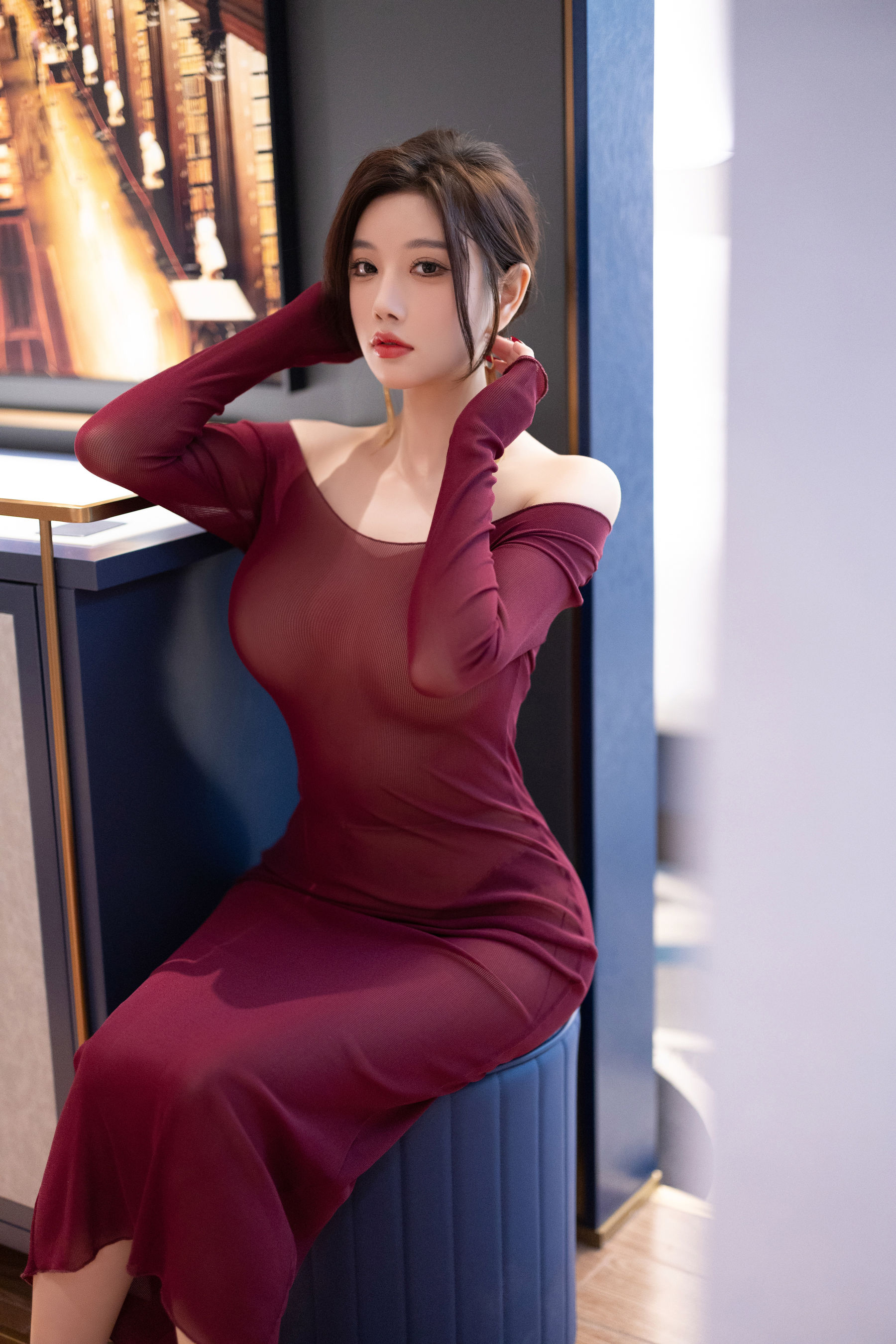 杨晨晨 - 紫色连衣短裙/(100P)