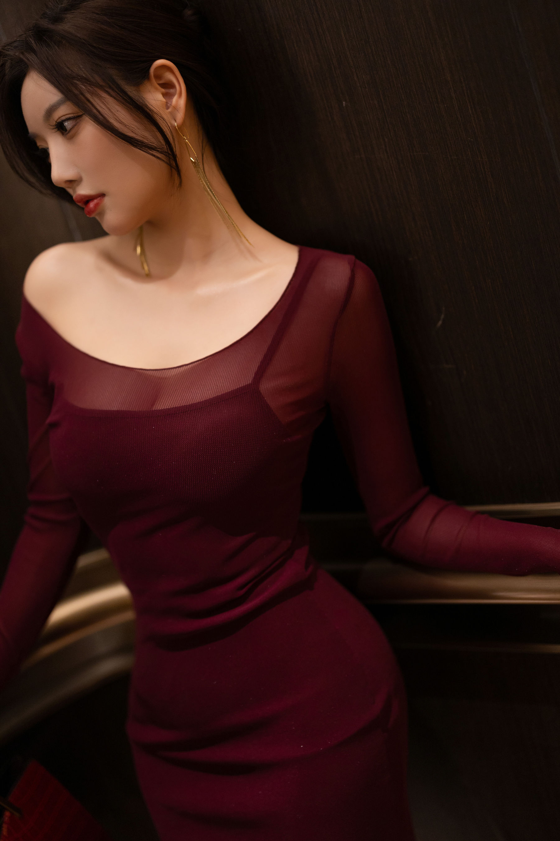 杨晨晨 - 紫色连衣短裙/(100P)