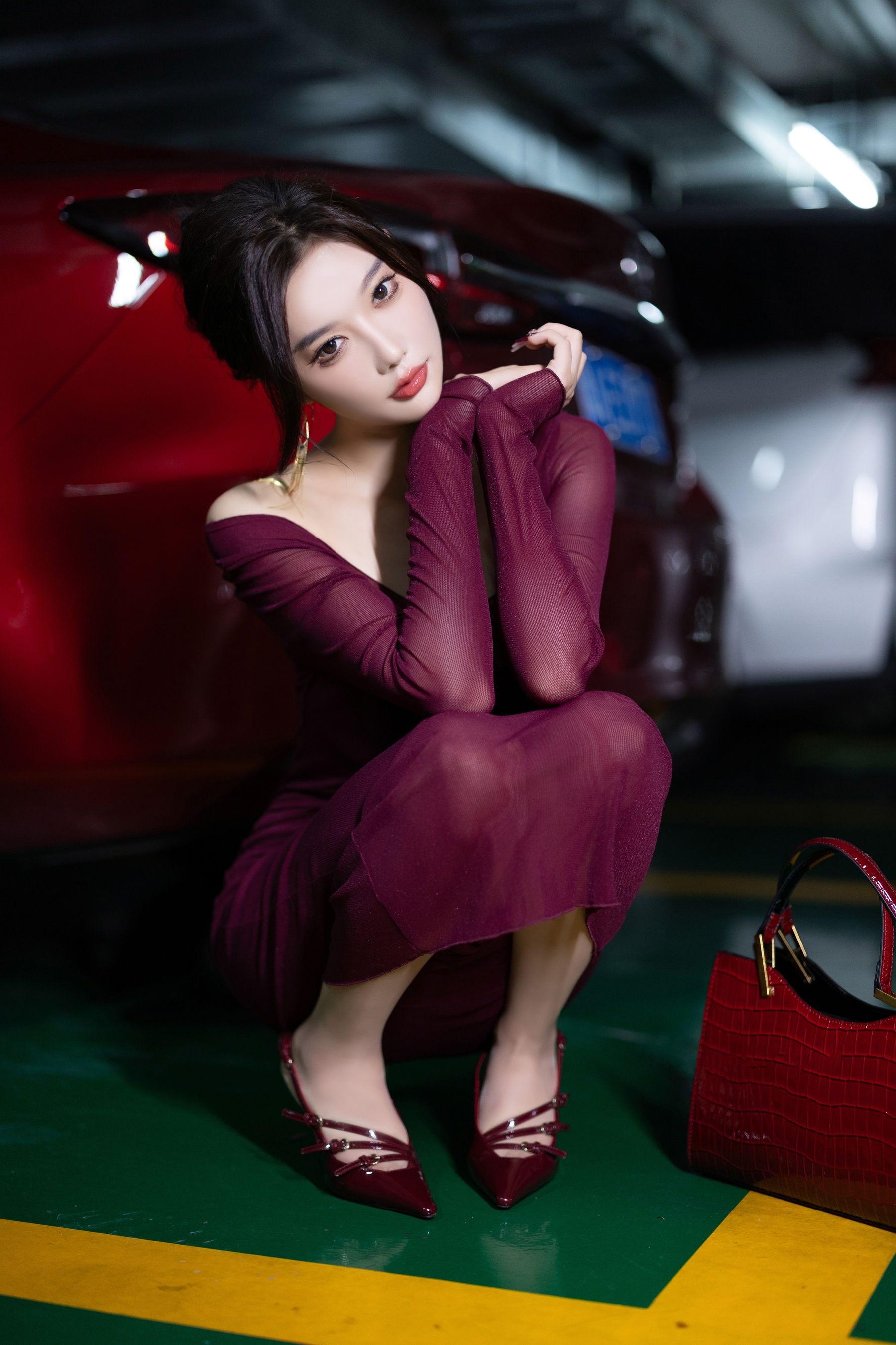 杨晨晨 - 紫色连衣短裙/(100P)