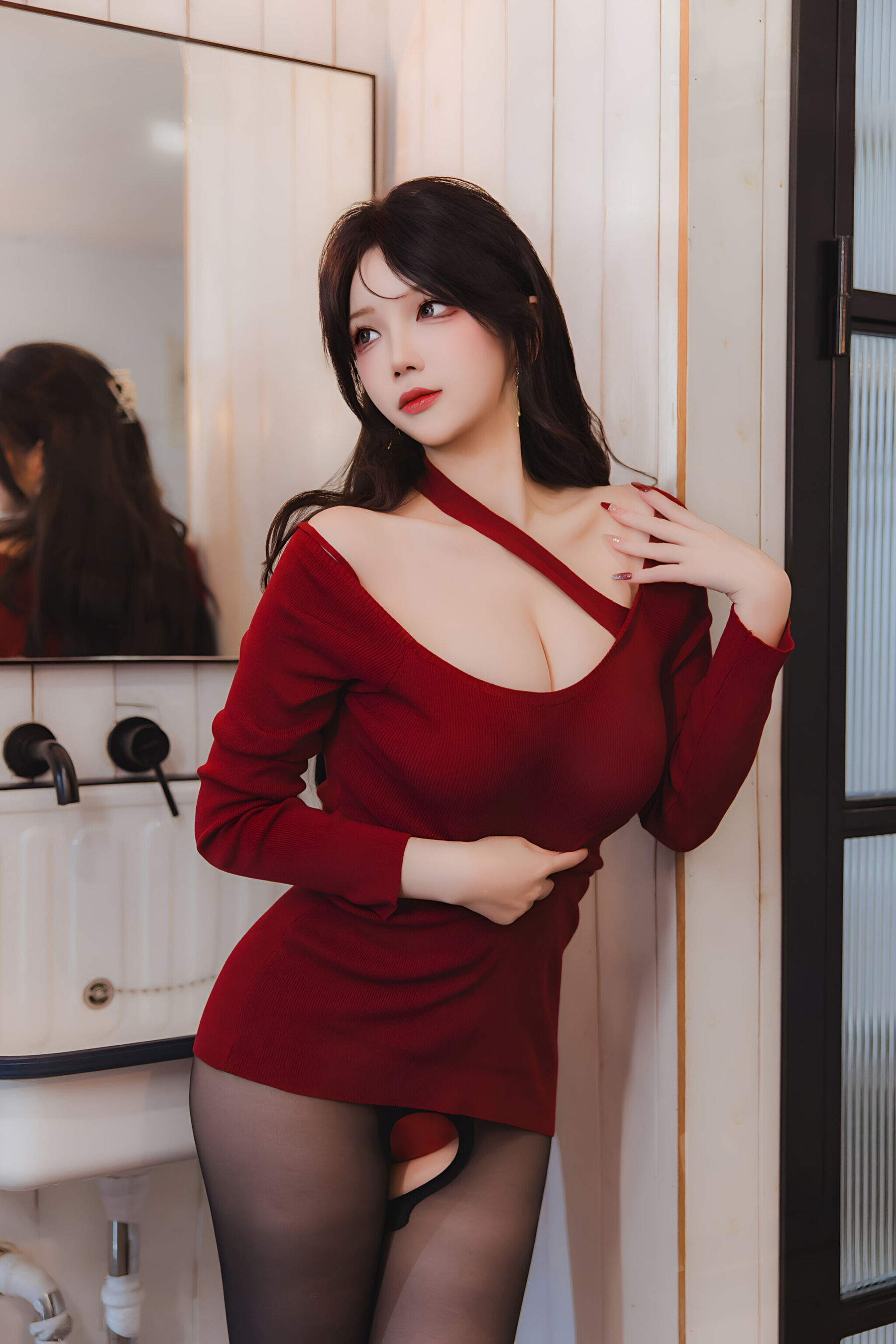 动漫博主雪晴Astra - 红裙黑丝小娇妻/(65P)