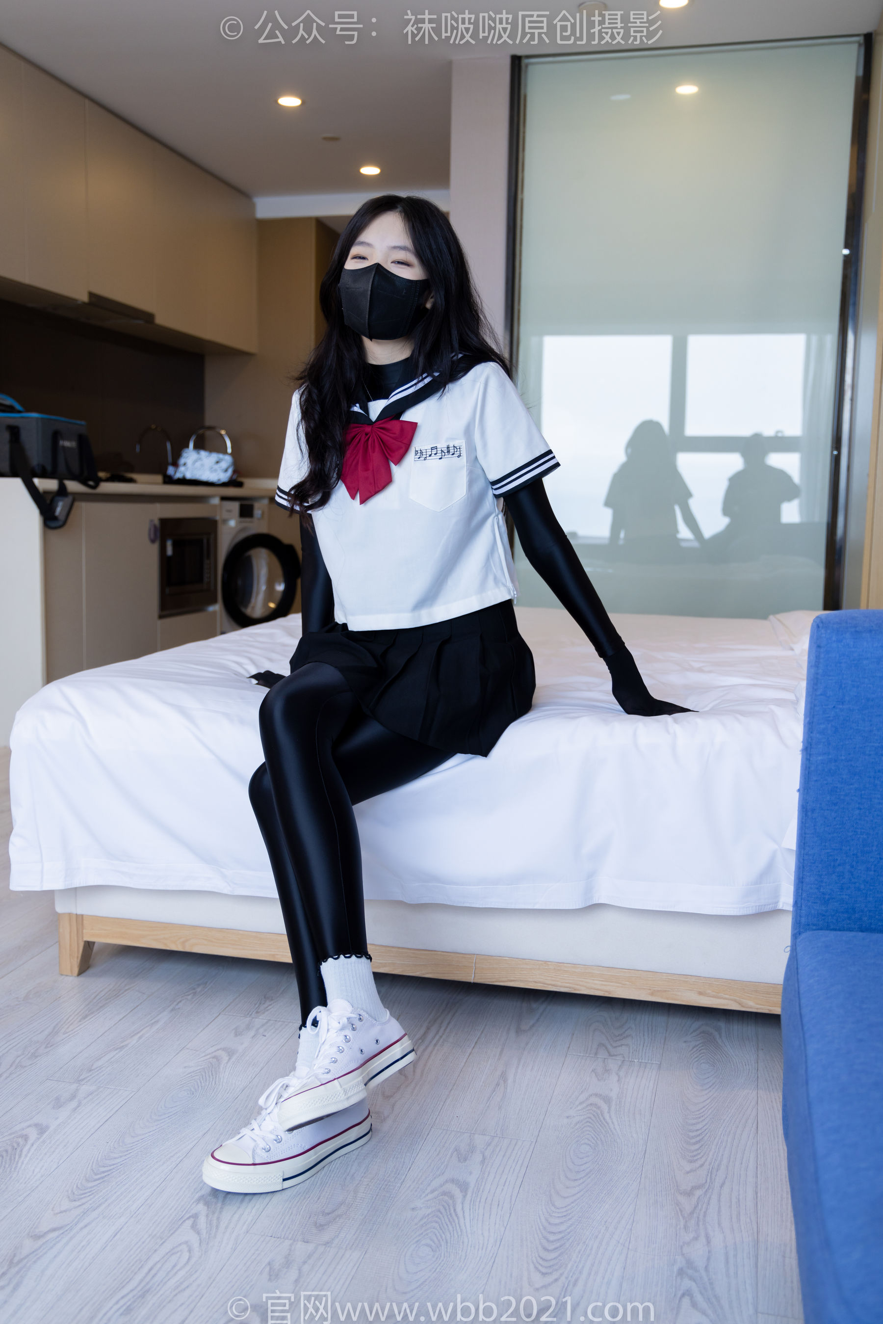 BoBoSocks袜啵啵 No.513 小甜豆 帆布鞋、白棉袜、厚黑丝五指袜、黑丝手套/(140P)