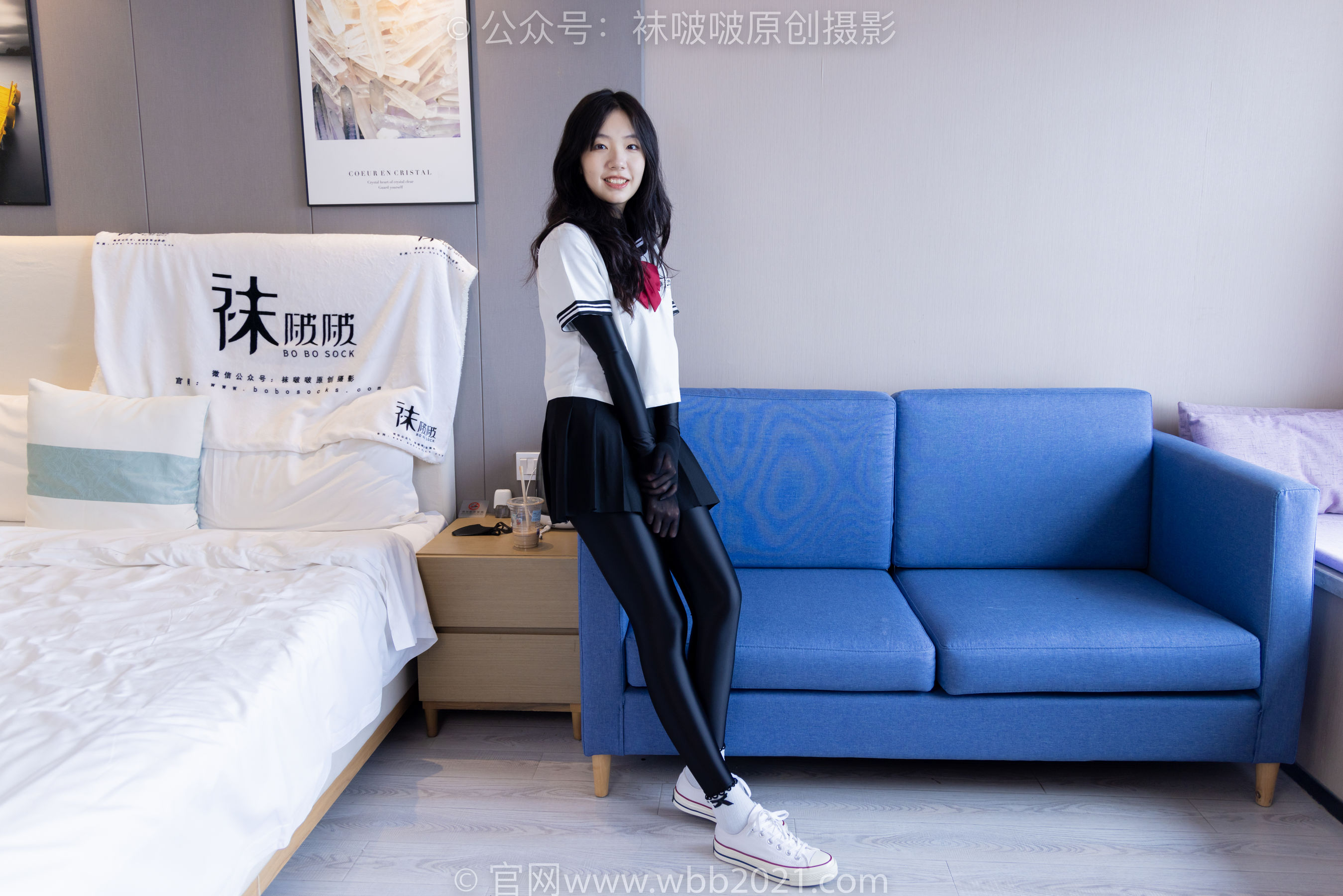 BoBoSocks袜啵啵 No.513 小甜豆 帆布鞋、白棉袜、厚黑丝五指袜、黑丝手套/(140P)