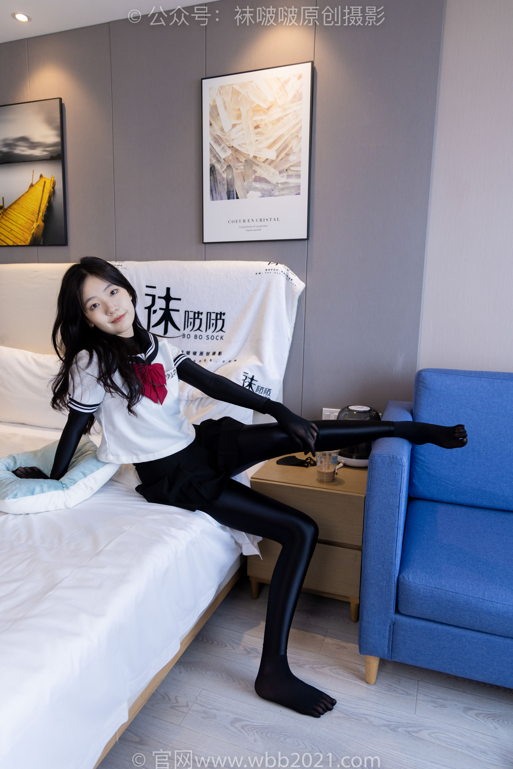 BoBoSocks袜啵啵 No.513 小甜豆 帆布鞋、白棉袜、厚黑丝五指袜、黑丝手套/(140P)