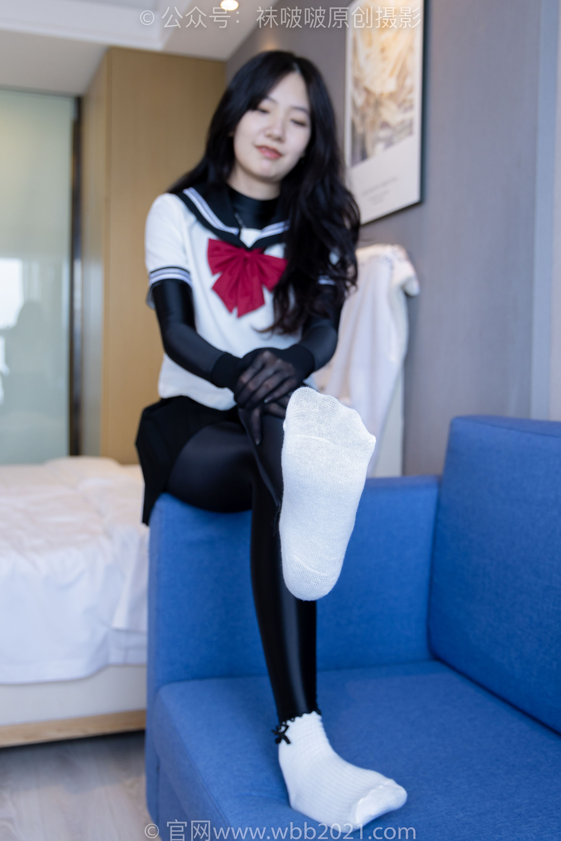 BoBoSocks袜啵啵 No.513 小甜豆 帆布鞋、白棉袜、厚黑丝五指袜、黑丝手套/(140P)