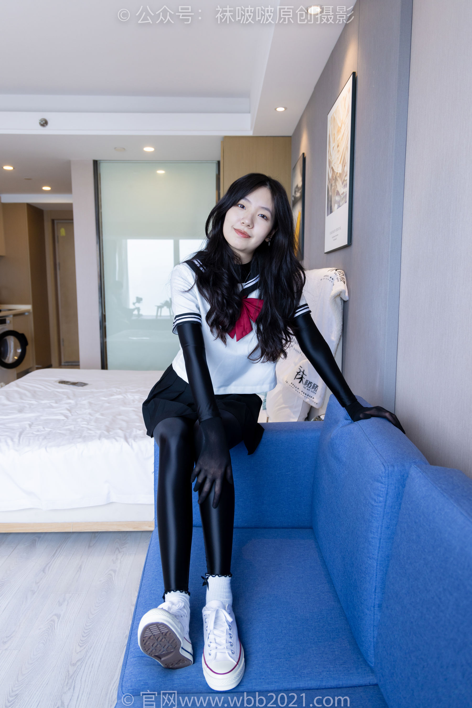 BoBoSocks袜啵啵 No.513 小甜豆 帆布鞋、白棉袜、厚黑丝五指袜、黑丝手套/(140P)