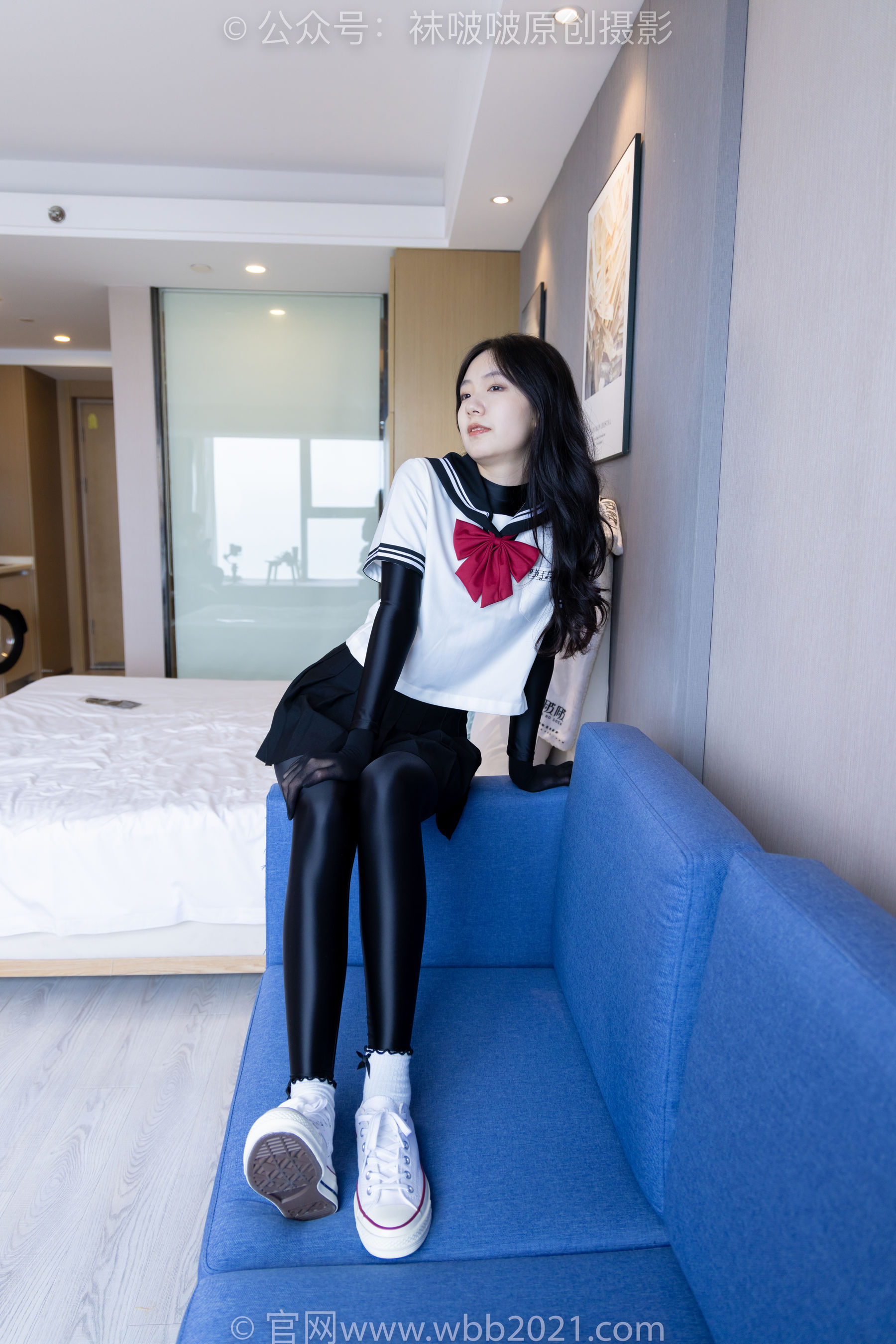 BoBoSocks袜啵啵 No.513 小甜豆 帆布鞋、白棉袜、厚黑丝五指袜、黑丝手套/(140P)