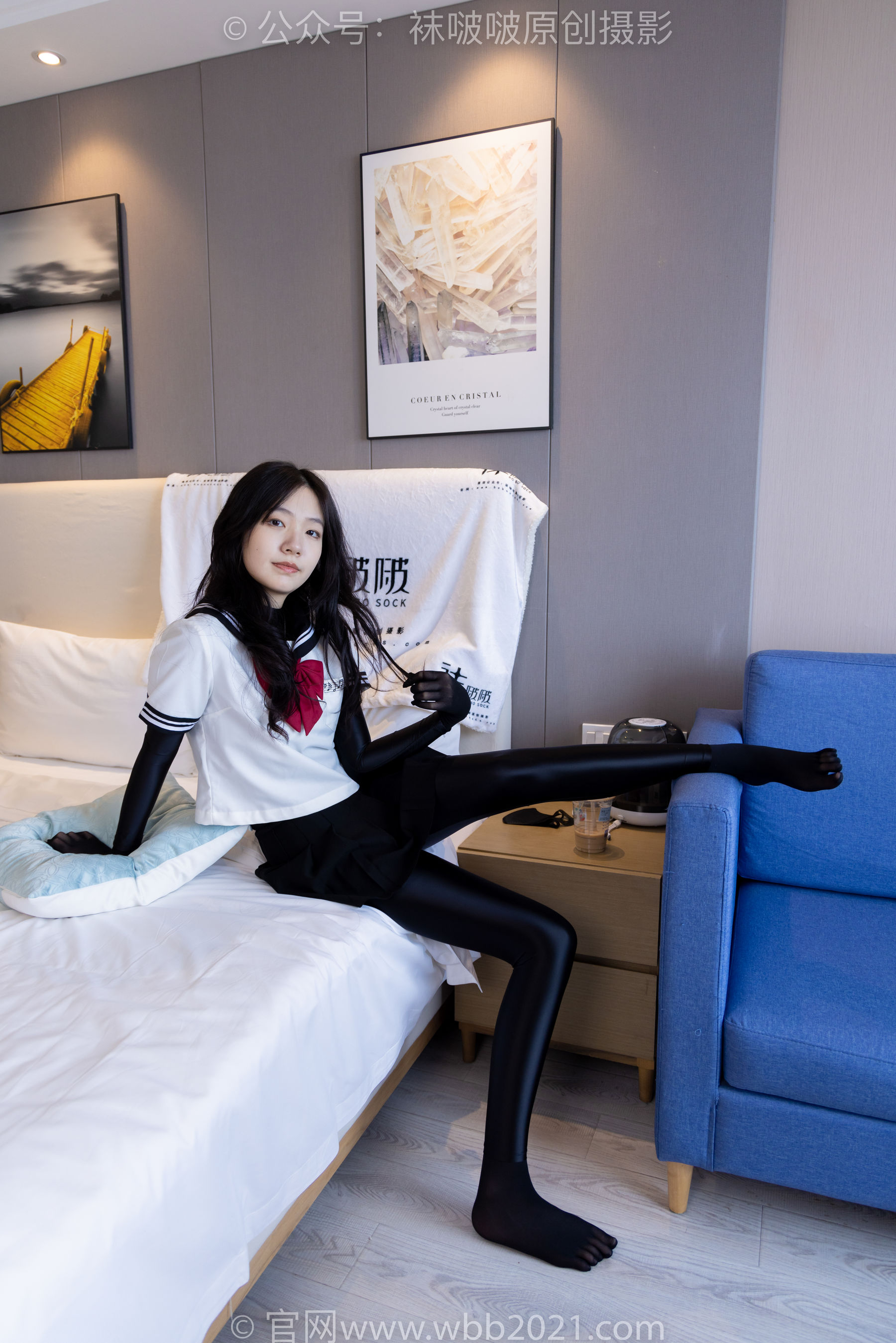 BoBoSocks袜啵啵 No.513 小甜豆 帆布鞋、白棉袜、厚黑丝五指袜、黑丝手套/(140P)