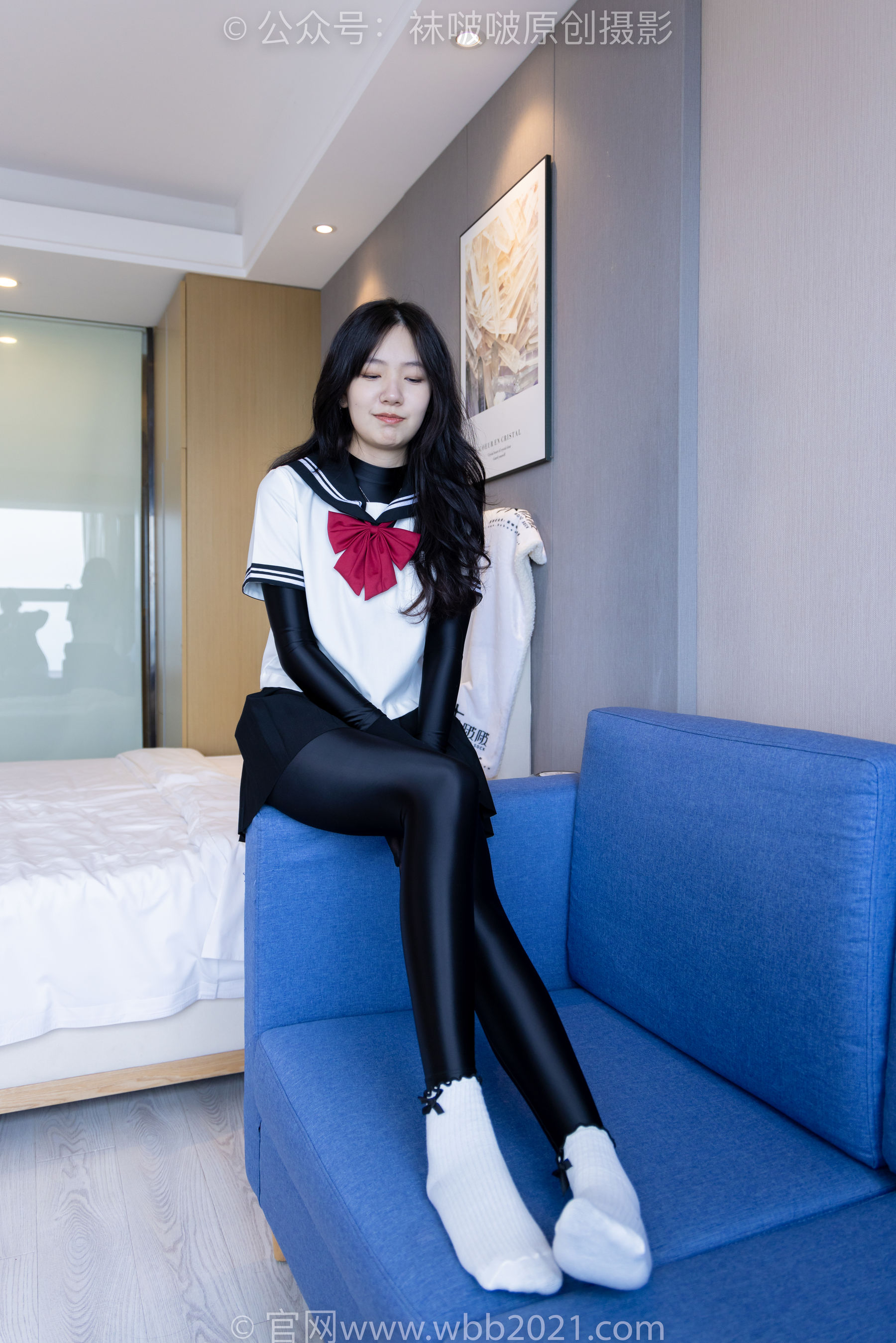 BoBoSocks袜啵啵 No.513 小甜豆 帆布鞋、白棉袜、厚黑丝五指袜、黑丝手套/(140P)